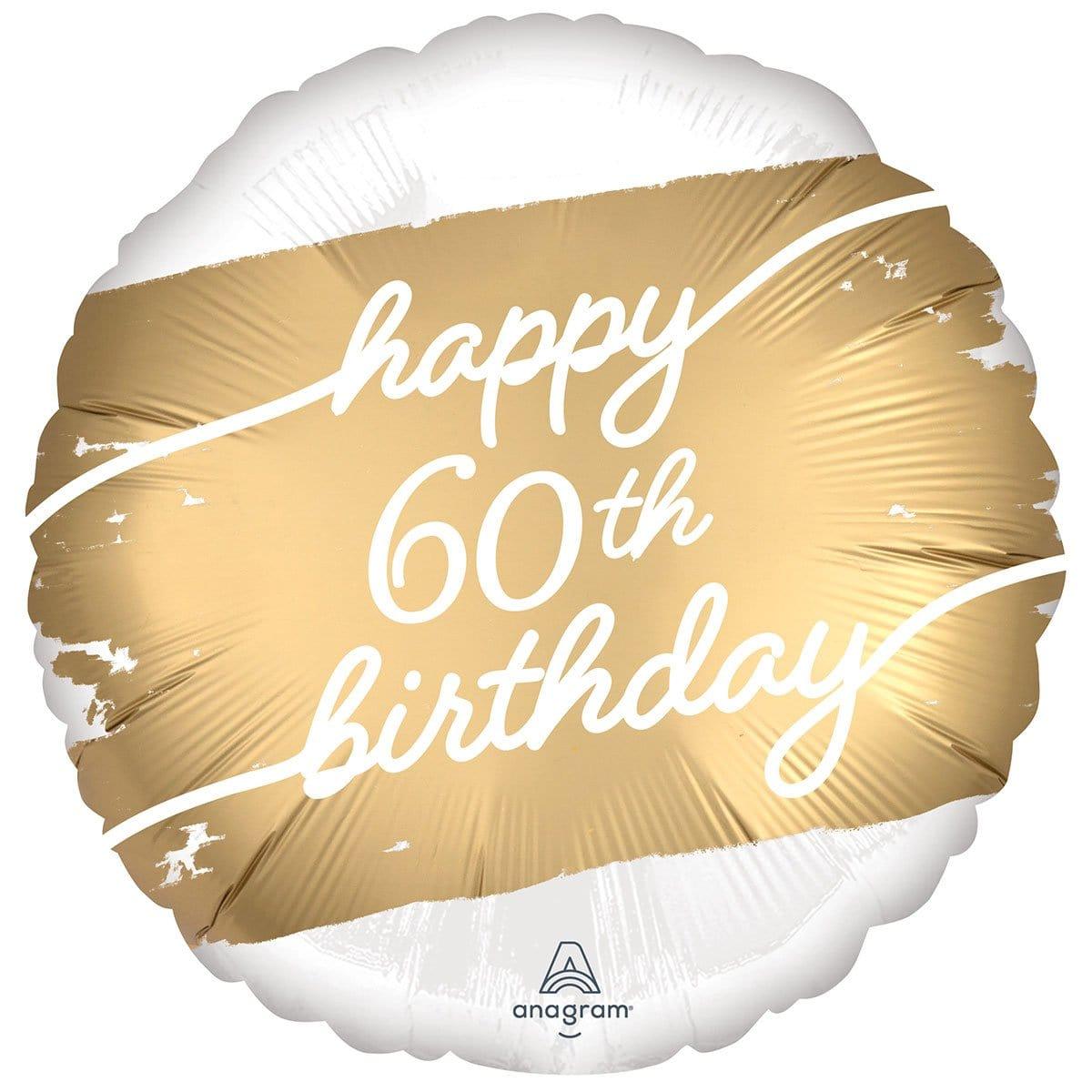 60th Gold Birthday Foil Balloon - 18 Inch Large Metallic Party Decoration for Milestone Celebrations, Anniversaries & Retirement Parties