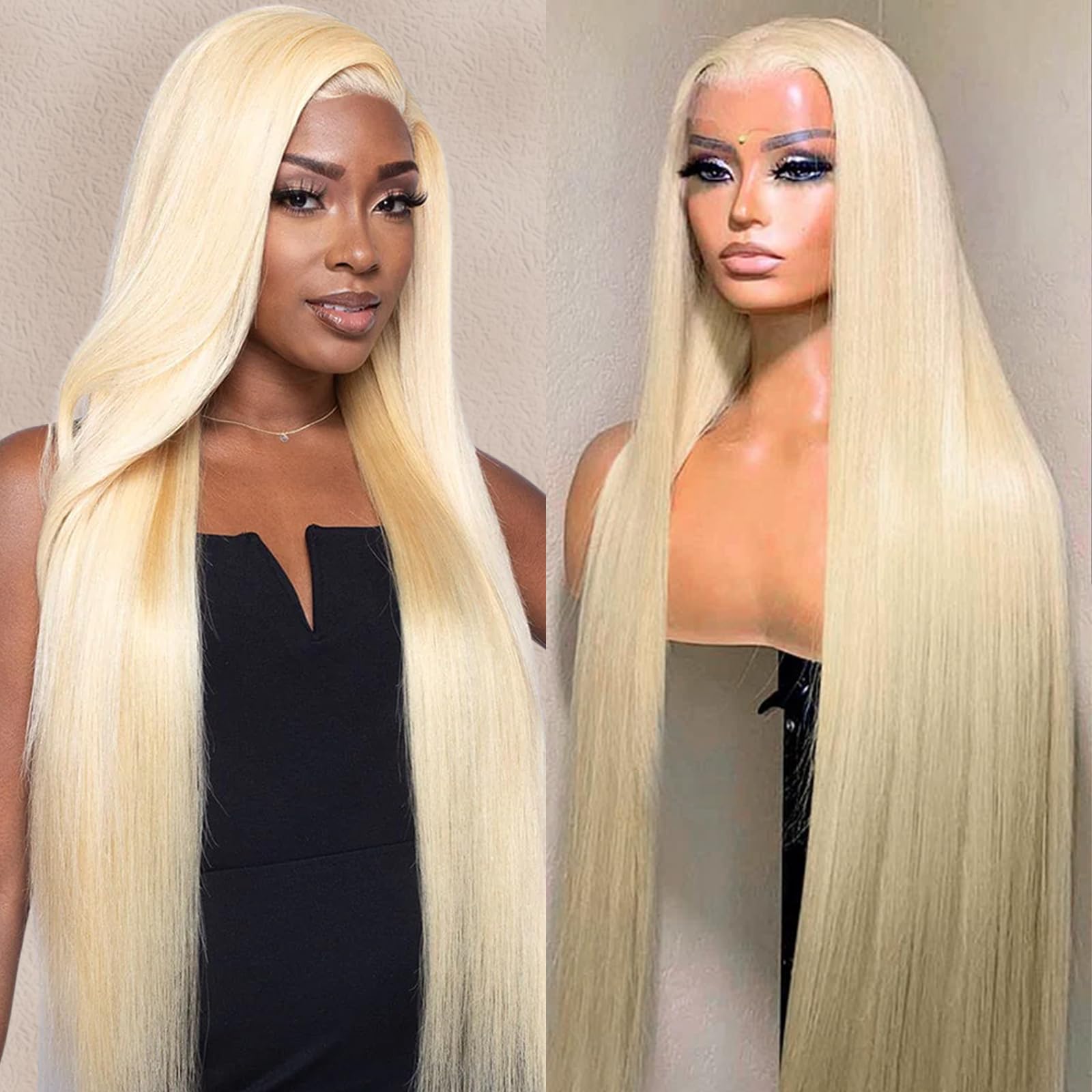 613 Blonde Lace Front Wig Human Hair 13x6 Straight 200 Density 28 Inch HD Lace Frontal Wig with Baby Hair & Pre-Plucked Hairline - Full & Thick Natural Look for Women, Daily Wear, Cosplay, Parties & Special Occasions