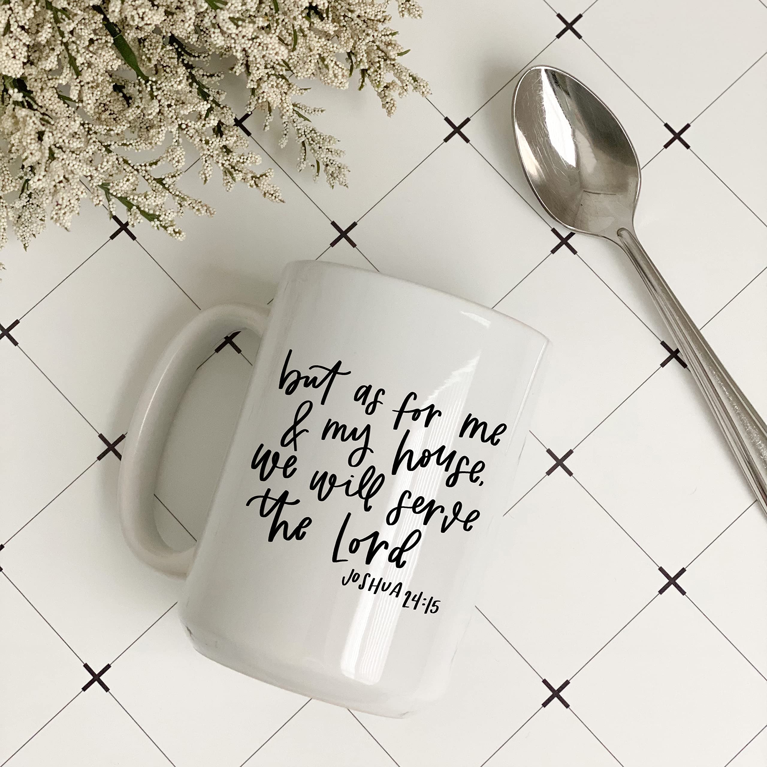 Christian Coffee Mug with Bible Verse - Joshua 24:15 (11oz, White) for Faithful Morning Brews