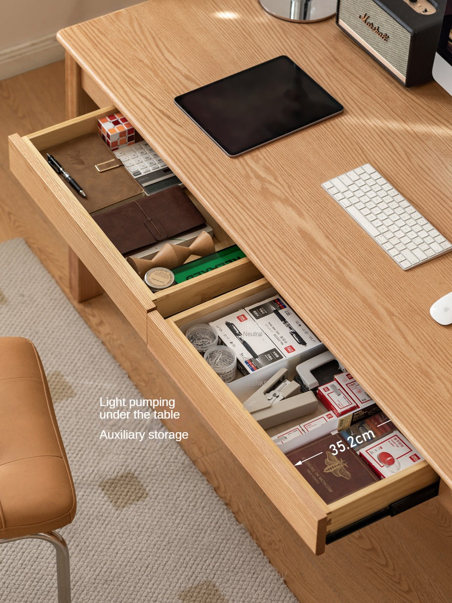 Premium Solid Oak & Ash Wood USB Office Desk - Modern Home & Workspace Furniture for Productivity & Organization | Perfect for Remote Work, Study & Office Setup