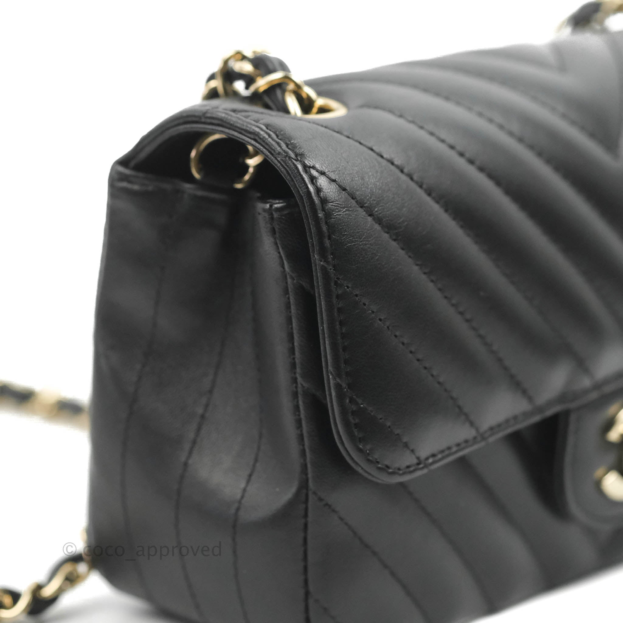 Chanel Chevron Mini Rectangular Flap Bag in Black Lambskin with Gold Hardware - Luxury Crossbody Purse for Women, Perfect for Evening Events & Date Nights