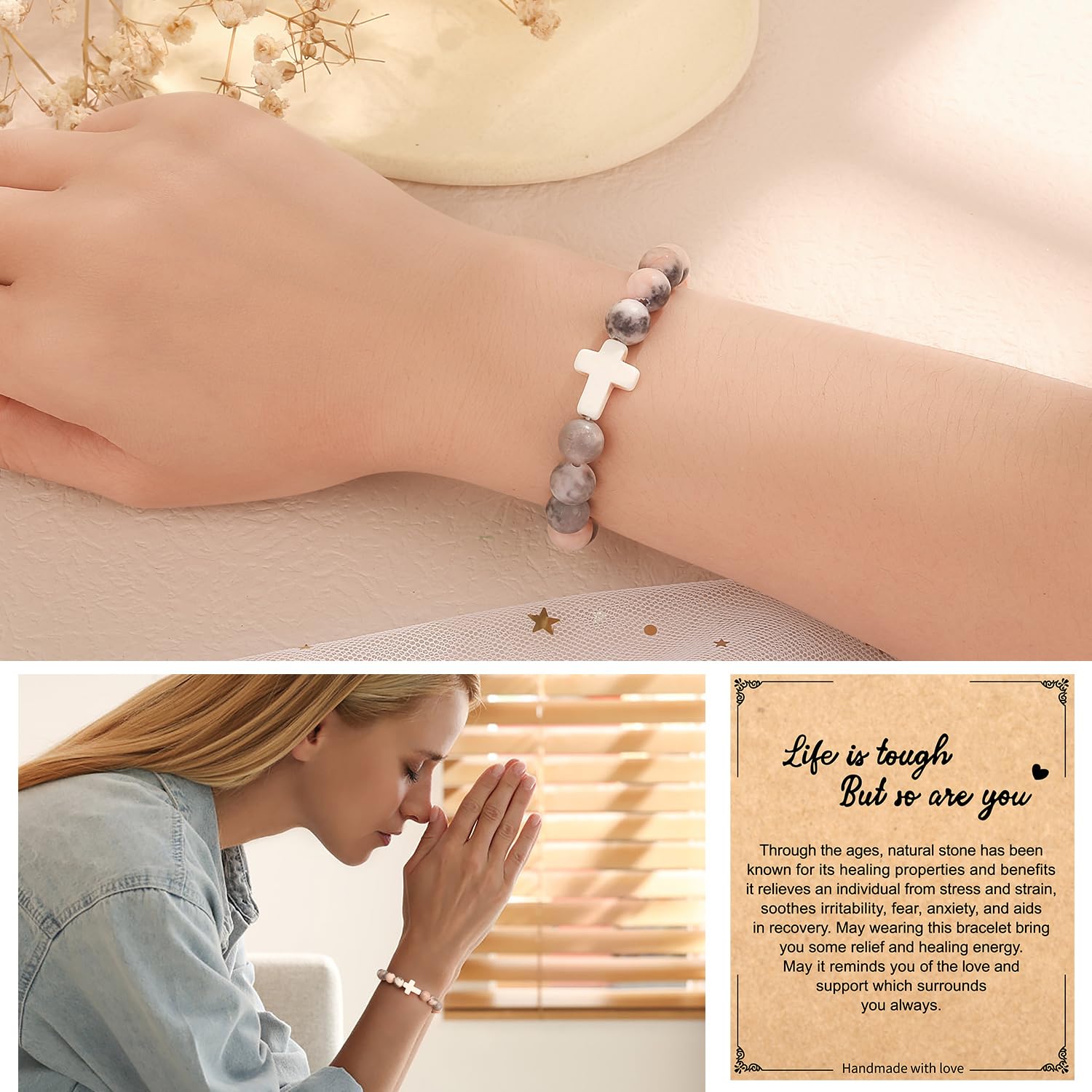 Christian Easter Gifts for Women - Religious Cross Bracelet with Inspirational Message - Faith-Based Jesus Jewelry for Mom, Daughter, Sister, Grandma, Godmother - Perfect Easter Basket Stuffer & Birthday Gift for Christian Women (Ideal for Church, Bible Study & Daily Wear)