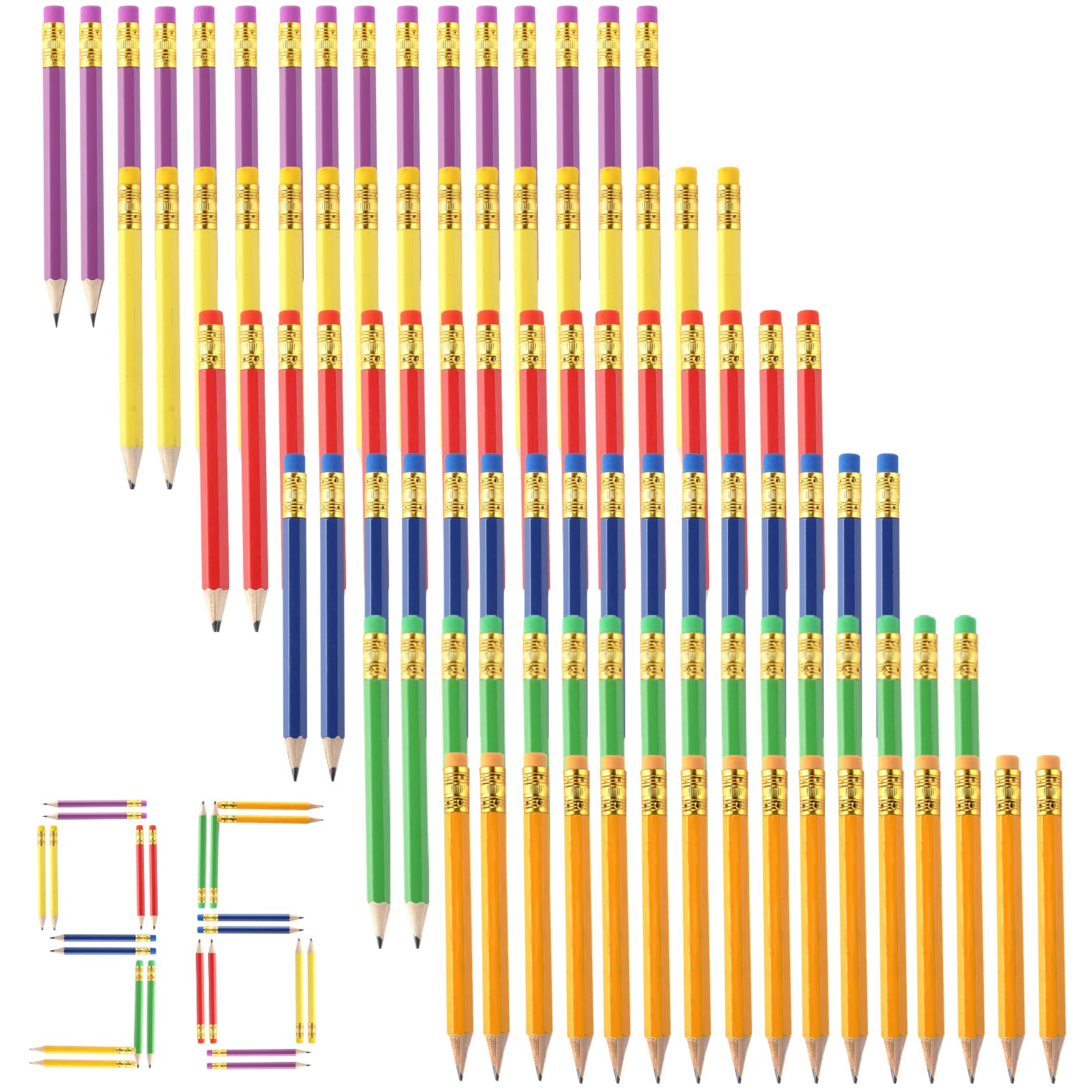 96-Piece Colorful Mini Golf Pencils with Erasers - Half-Size Sharpened Pocket Pencils for Games, Baby Showers, Weddings, School, Office & Party Favors - Perfect for Scorecards, Gift Bags & Event Giveaways