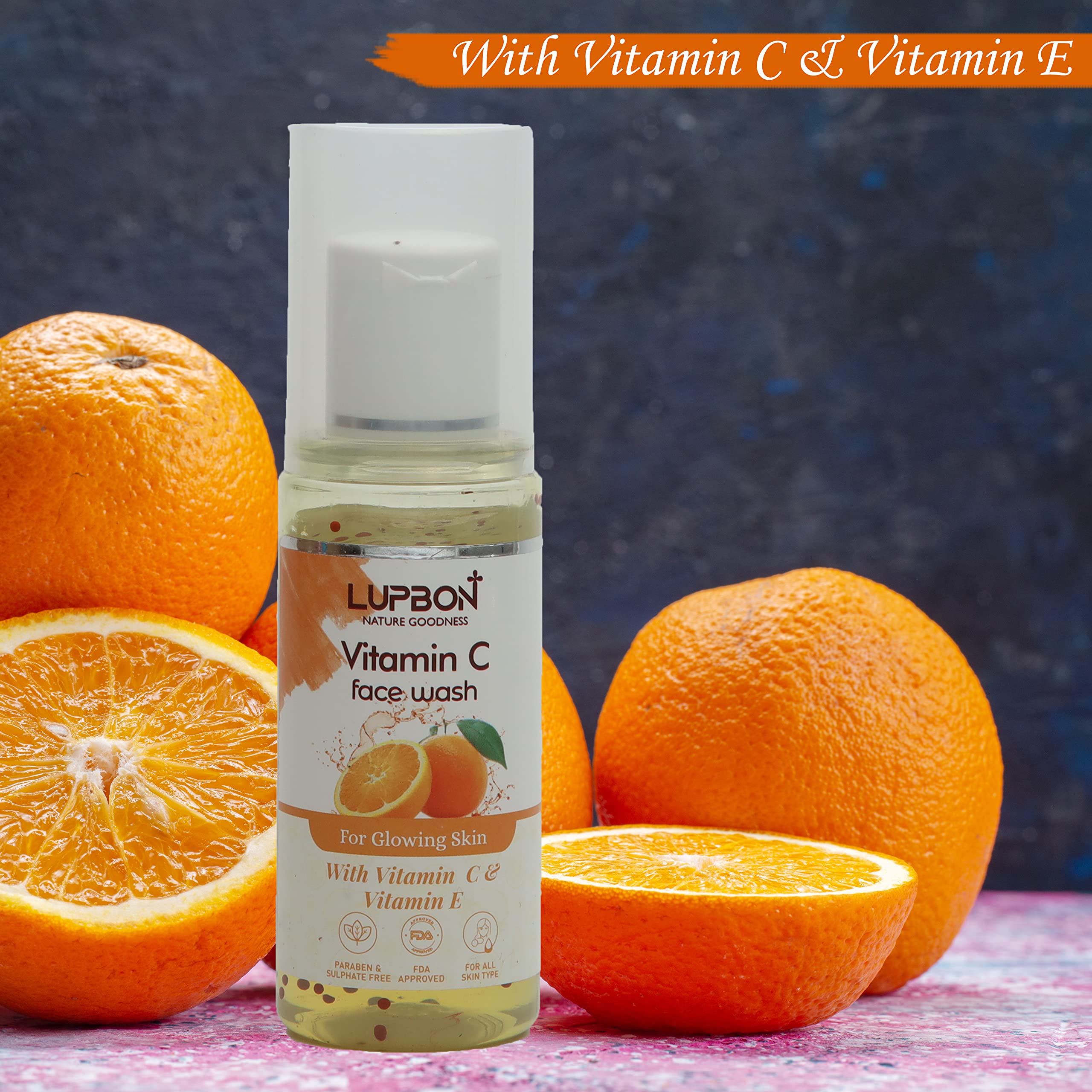LUPBON Vitamin C & E Face Wash for Natural Skin Glow - 100ml | Brightening & Hydrating Cleanser for Daily Skincare Routine