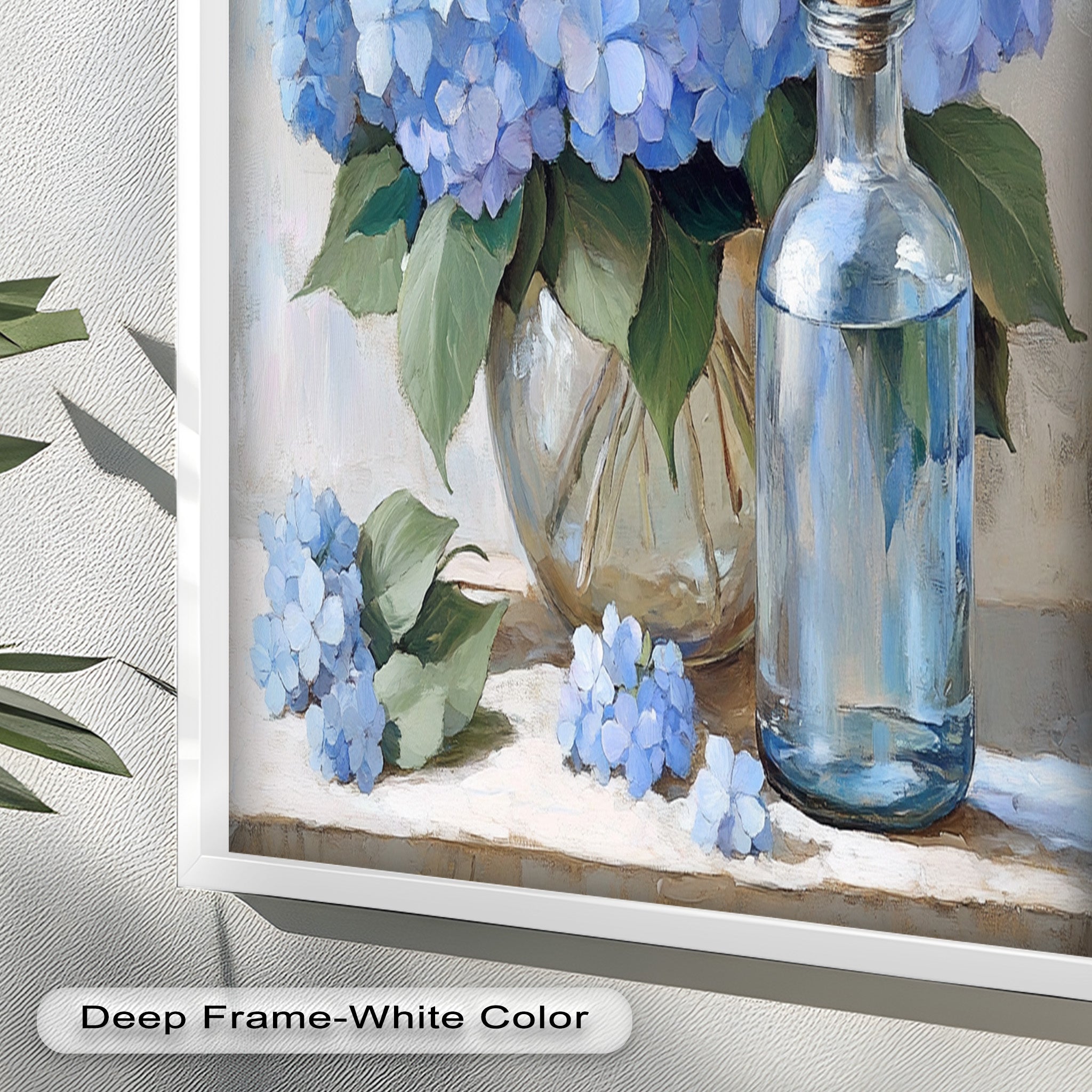 Blue Floral Still Life Oil Painting - Modern Wall Art for Living Room, Bedroom & Office Decor