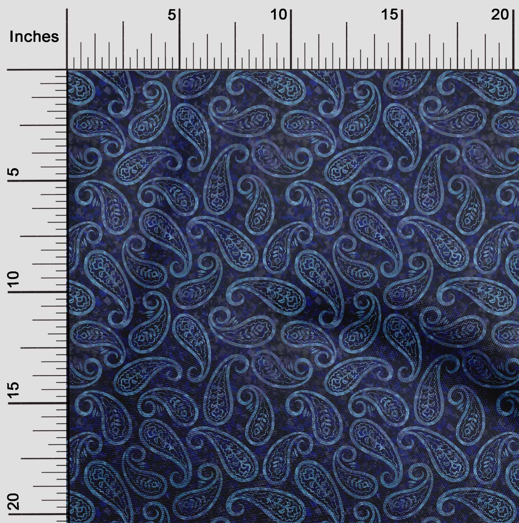 oneOone Rayon Blue Paisley Printed Fabric - 56 Inch Wide Sewing Material for DIY Clothing, Dresses & Home Decor | Premium Quality by The Yard
