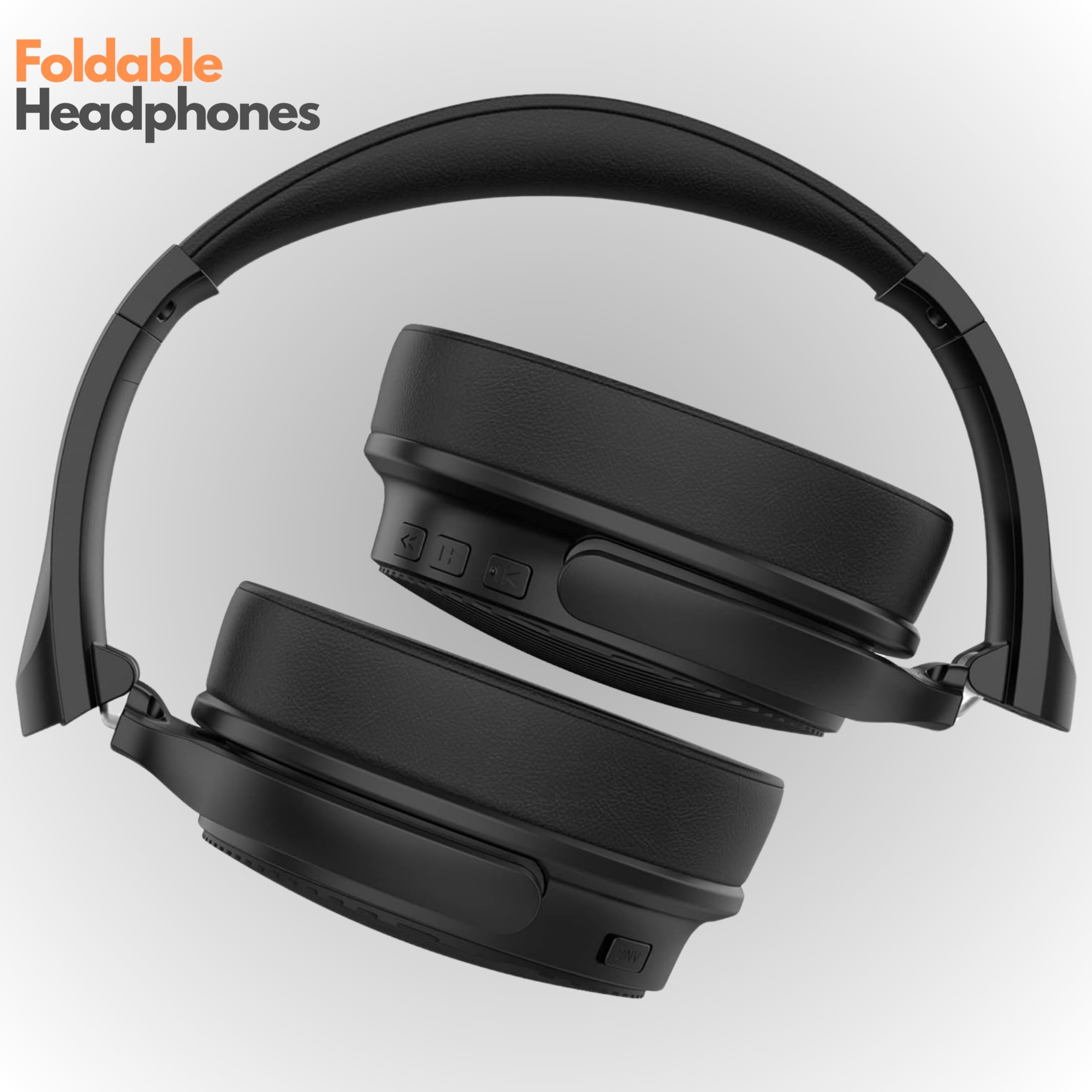 Betron EMR90 Wireless Bluetooth Headphones - Over Ear Foldable Headset with Built-in Mic, Deep Bass & 12H Battery | 40mm Drivers & 3.5mm Jack | Compatible with iPhone, Android, iPad, Laptop | Perfect for Travel, Workouts & Home Office Use