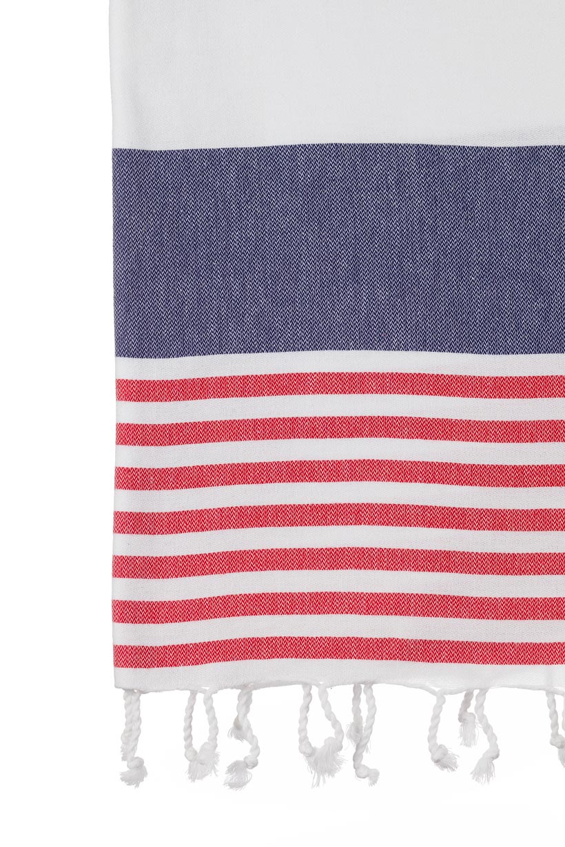 Premium Ocean Red Navy Turkish Towel - Soft, Absorbent & Quick-Drying - Perfect for Beach, Pool, Yoga & Travel