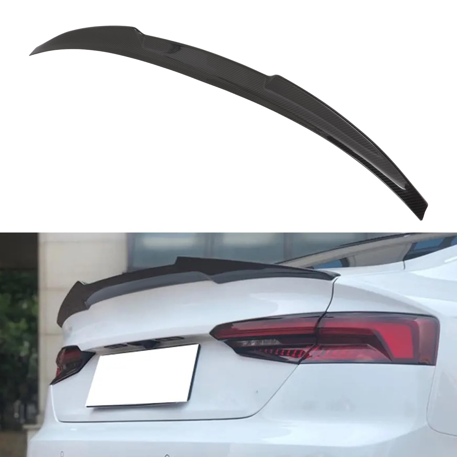 Glossy Black Carbon Fiber Rear Spoiler Wing for 2017-2020 Audi A5 S5 Coupe | Stylish Trunk Spoiler Accessory | Enhances Aerodynamics & Sporty Look for Street Racing & Car Shows