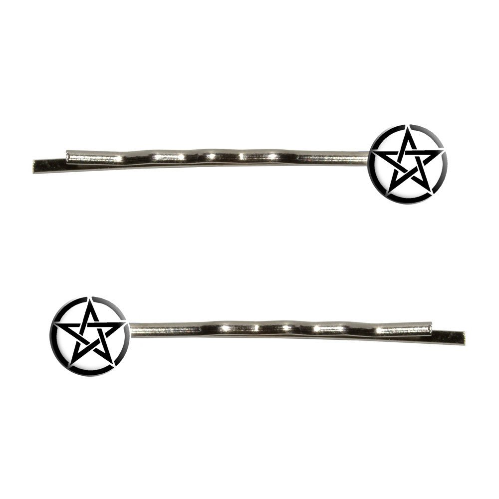 Pentagram Bobby Pins - 12 Pack Black Hair Barrettes & Styling Clips for Women, Secure Hold for Thin & Thick Hair - Perfect for Gothic, Witchy, and Boho Hairstyles