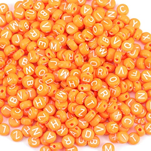 500PC Orange Acrylic Alphabet Beads - 7mm (1/4