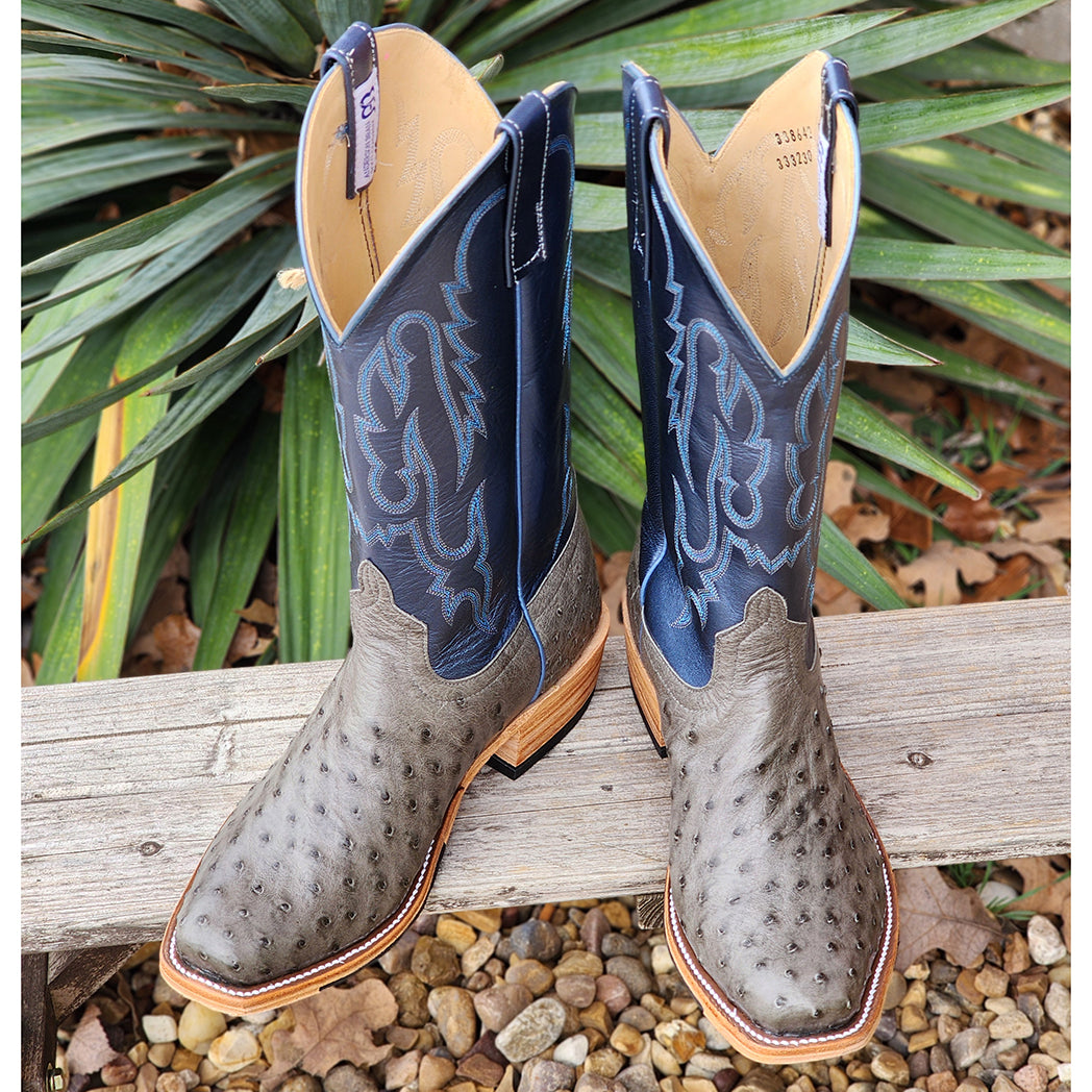 Anderson Bean Men's Serpentine Bruciato Full Quill Ostrich Boots - Premium Cowboy Boots for Western Style, Comfort & Durability - Perfect for Rodeo, Country Dancing & Outdoor Adventures