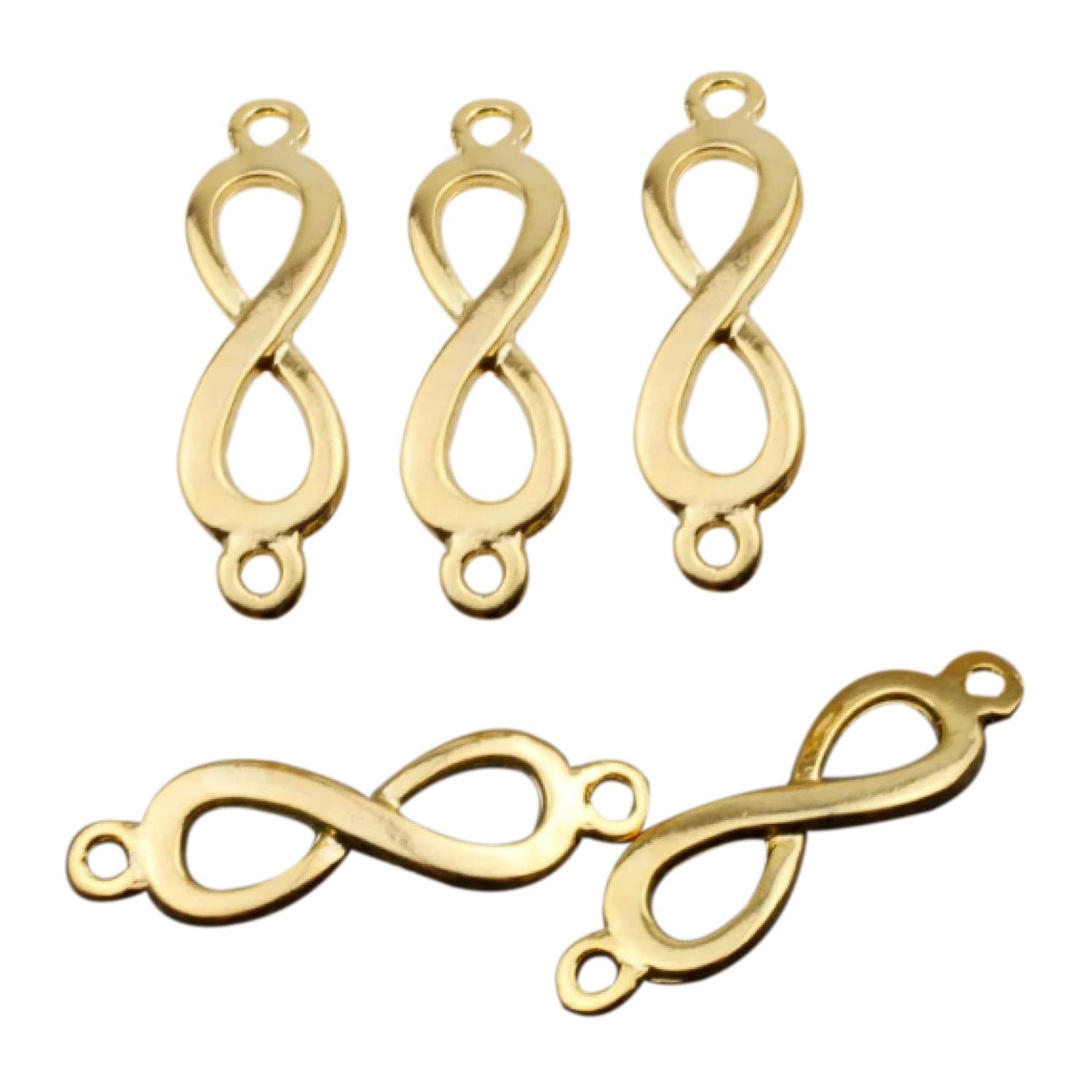 Gold Infinity Connector Charms - 5 Pieces Jewelry Making Supplies for Necklaces, Bracelets & DIY Craft Projects