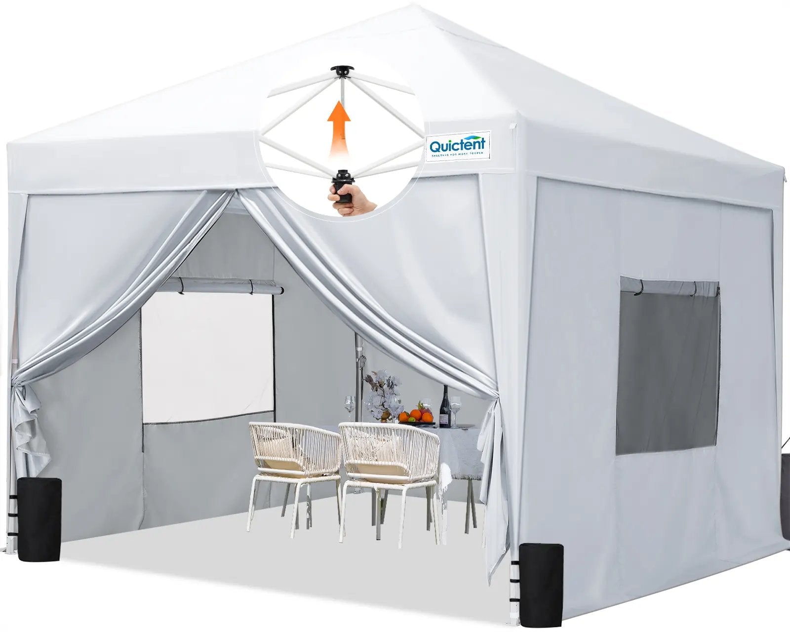 Quictent 10x10 Pop Up Canopy Tent with Sidewalls - Portable Privacy Shelter for Camping, Beach, Picnics & Outdoor Events