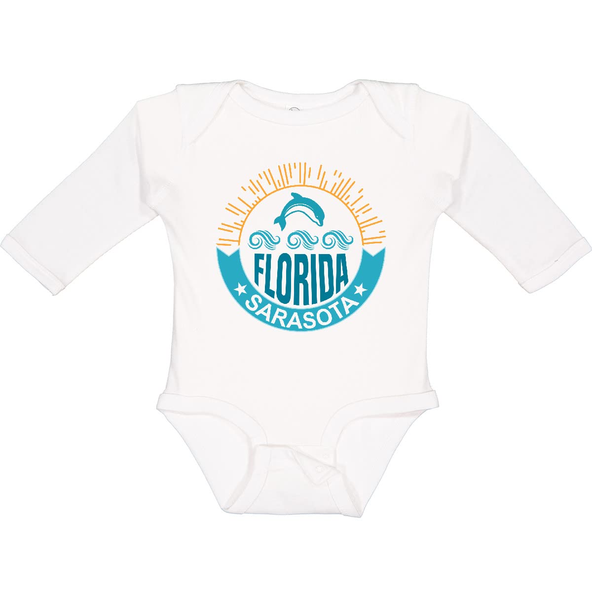 Inktastic Sarasota Florida Vacation Travel Long Sleeve Creeper - Soft & Comfortable Baby Bodysuit for Beach Trips & Family Photos