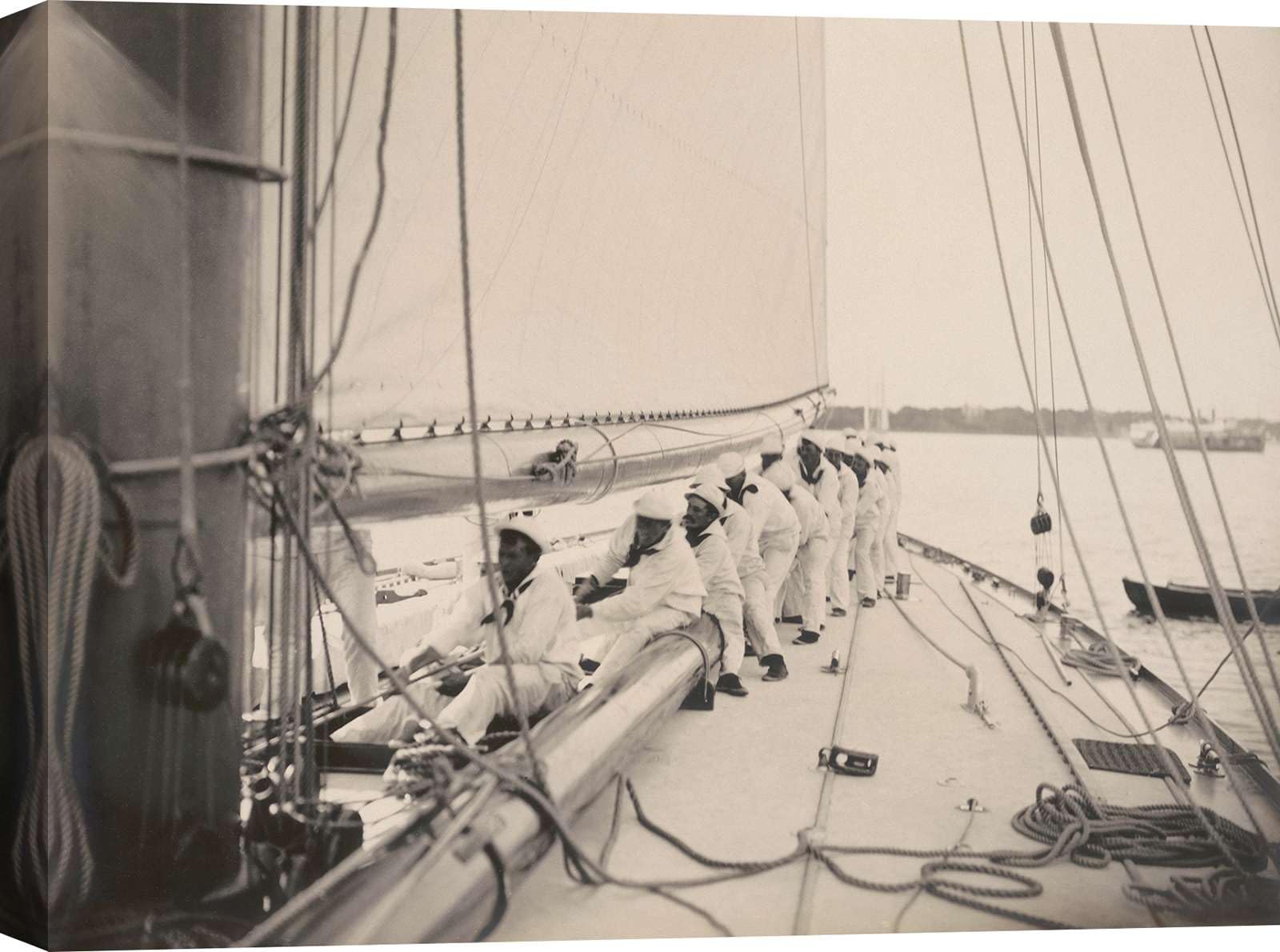 Vintage Photography Canvas Print - The Reliance Yacht Team, America's Cup 1903 - 80x60 cm Wall Art for Home, Office & Cafe Decor