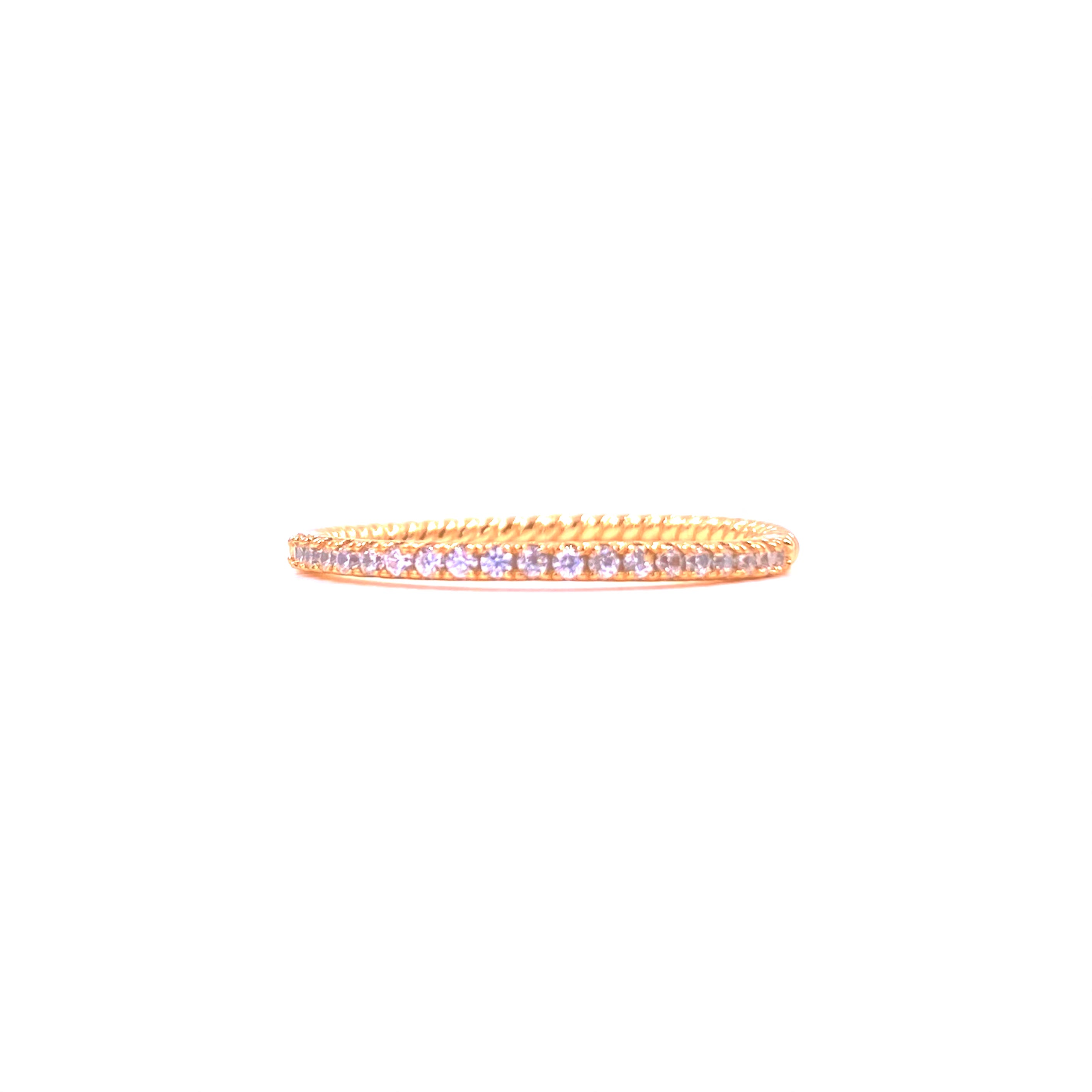 Ashley Gold Sterling Silver Gold Plated Prong & Bead Set Half CZ Band Ring | Elegant Stackable Ring for Women, Perfect for Everyday Wear, Parties & Gifts