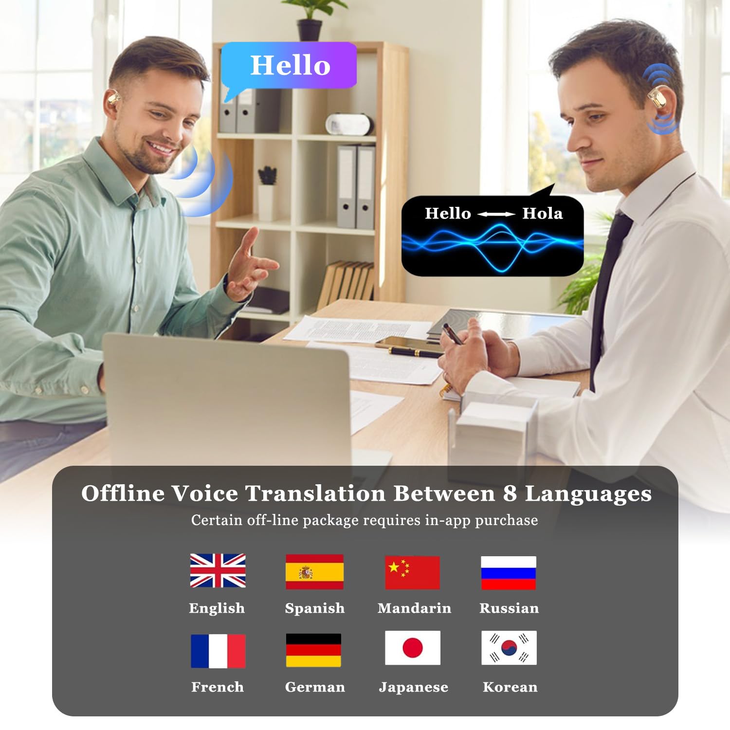 **Real-Time AI Translator Earbuds - Open Ear Wireless Bluetooth Earbuds with 144 Language Translation for iOS & Android (Gold) - Perfect for Travel, Business Meetings & Language Learning**