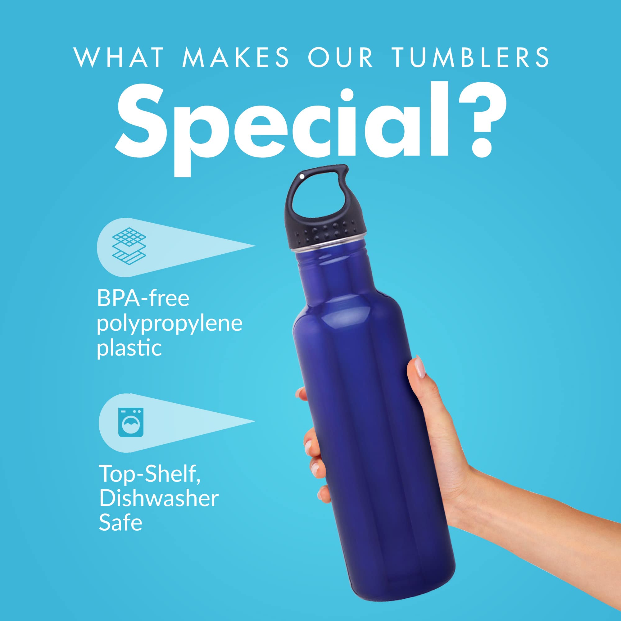 Stainless Steel Water Bottle 24oz - Wide Mouth Reusable for School, Gym & Work