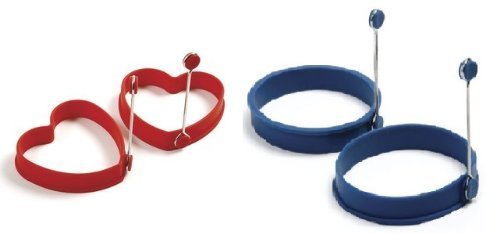 Norpro Silicone Egg & Pancake Ring Set - Round & Heart Shapes for Perfect Breakfast Eggs, Pancakes, and Sandwiches - Ideal for Home Cooking, Brunch, and Kids' Meals