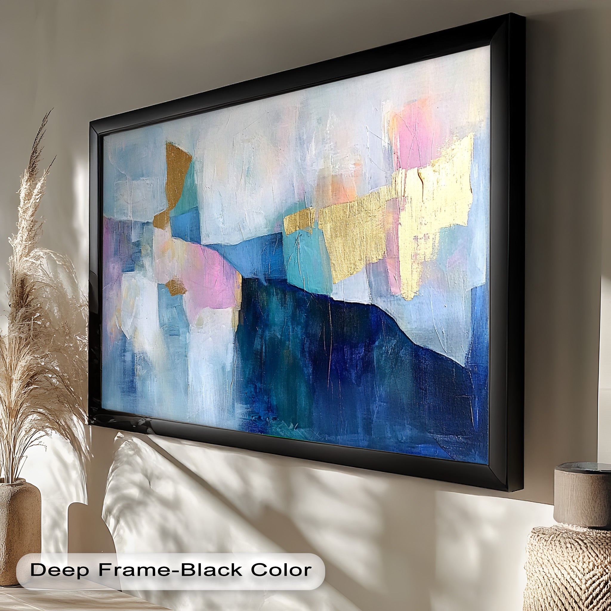 Blue Horizon Abstract - Modern Oil Painting on Canvas, Handmade Wall Art for Living Room, Bedroom & Office Decor