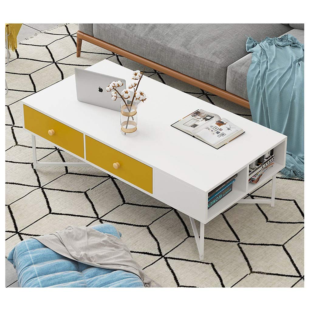 Nordic Style White Small Coffee Table - Minimalist End Table for Living Room Decor, Durable Artificial Board Tea Table for Home, Office & Lounge Use