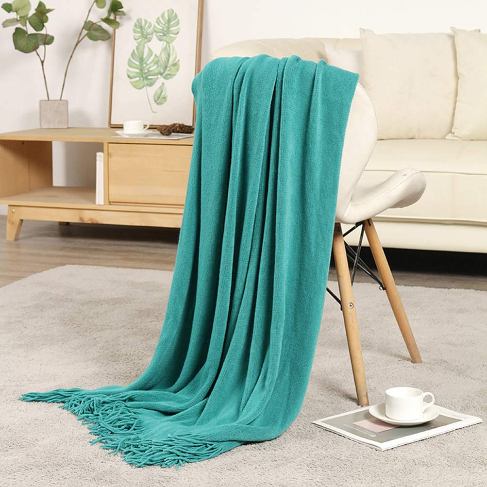 VICASKY Cozy Warm Knit Throw Blanket for Couch, Sofa & Outdoor Use - Soft Fringe Tassel Edge Nordic Decor Blanket - Perfect for Camping, Picnics, Lounging and Home Decor