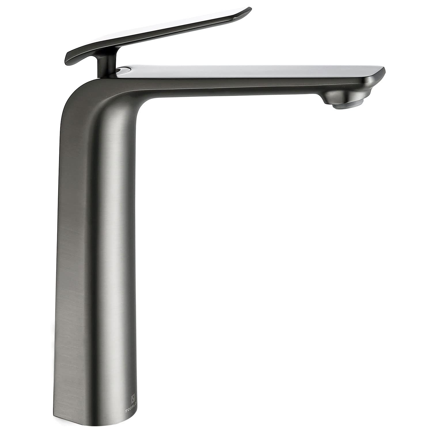Modern Single Handle Tall Vessel Sink Faucet in Gun Grey - Single Hole Bathroom Basin Mixer Tap for Vanity - Perfect for Contemporary Bathrooms & Powder Rooms