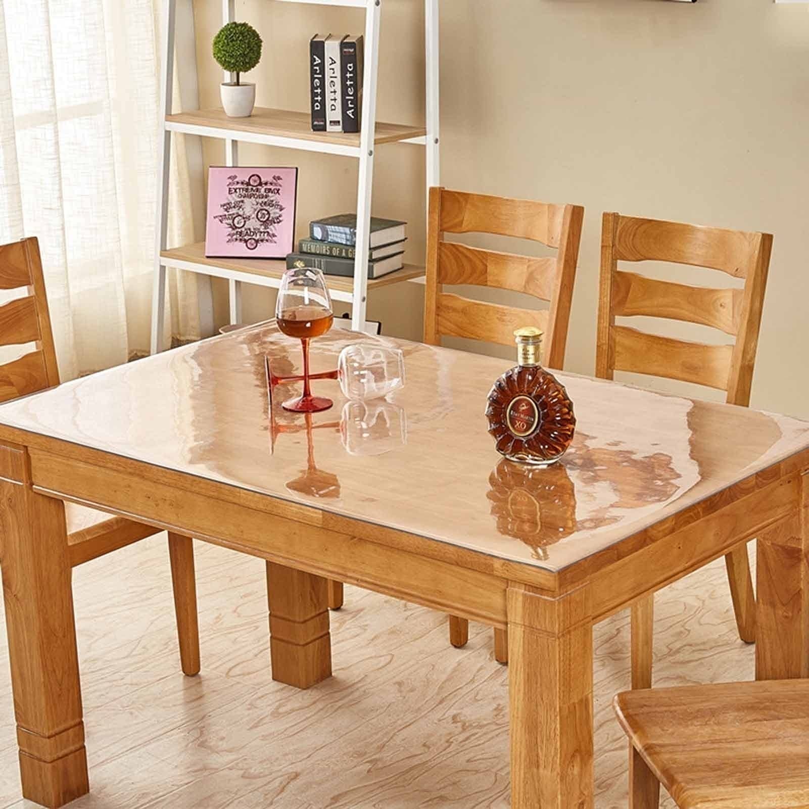 Clear Plastic Tablecloth - 2mm Thick Waterproof & Washable Table Protector Mat for Office, Coffee, Restaurant & Bar - 39x71in (100x180cm) - Perfect for Dining, Parties & Everyday Use