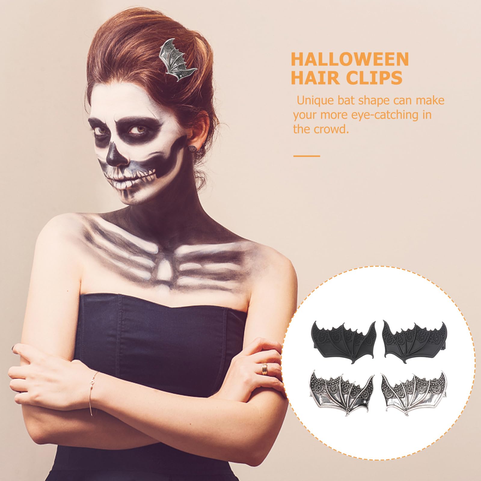 Beaupretty 2 Pairs Metal Bat Wing Hair Clips - Gothic Devil Wings Hair Barrettes Vintage Hairpins for Women & Girls | Halloween Costume Accessories, Cosplay Headwear, Gothic Fashion Statement