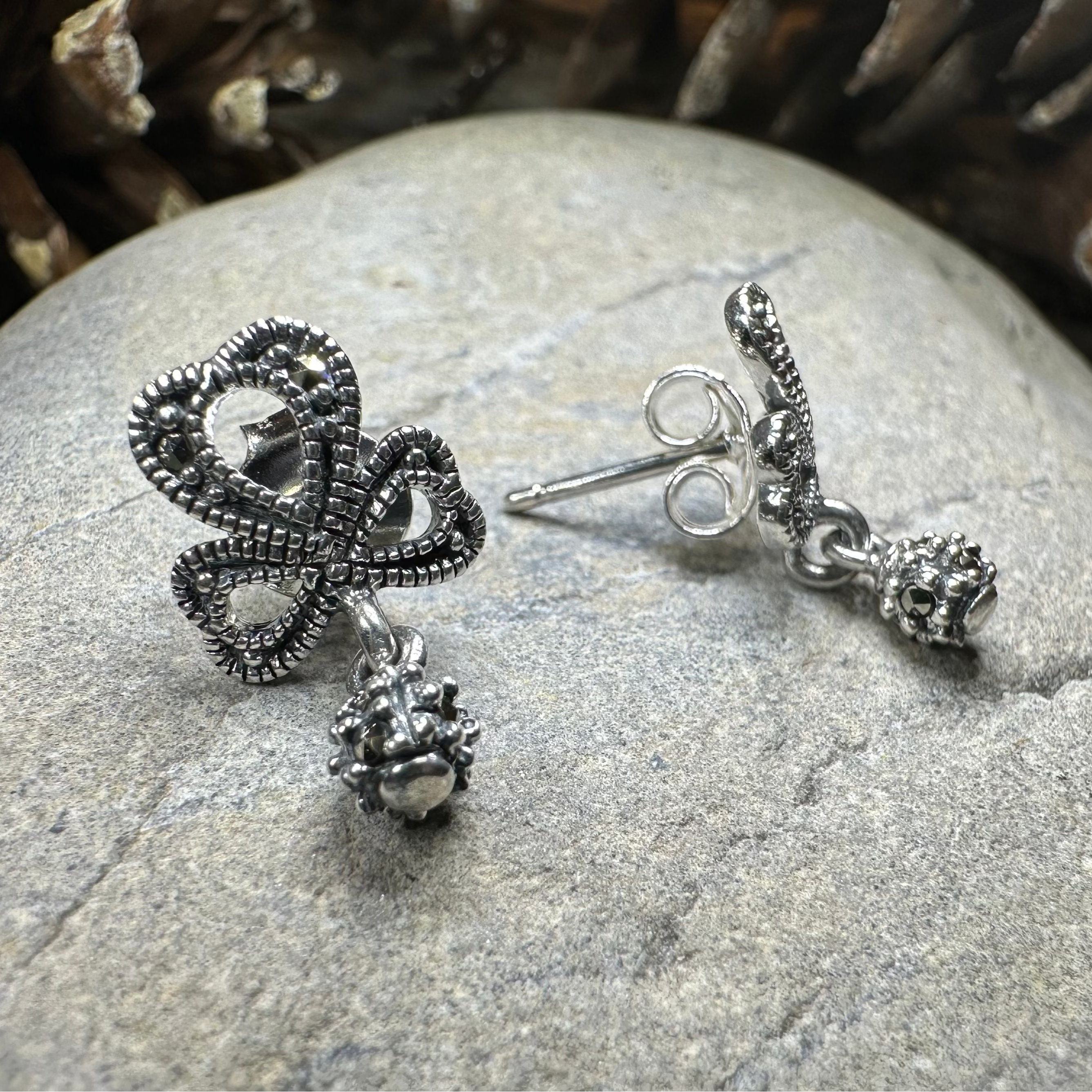 Connemara Shamrock Post Earrings - Irish Clover Stud Earrings for Women, Sterling Silver 925 Hypoallergenic Jewelry - Perfect for St. Patrick's Day, Irish Weddings & Everyday Wear