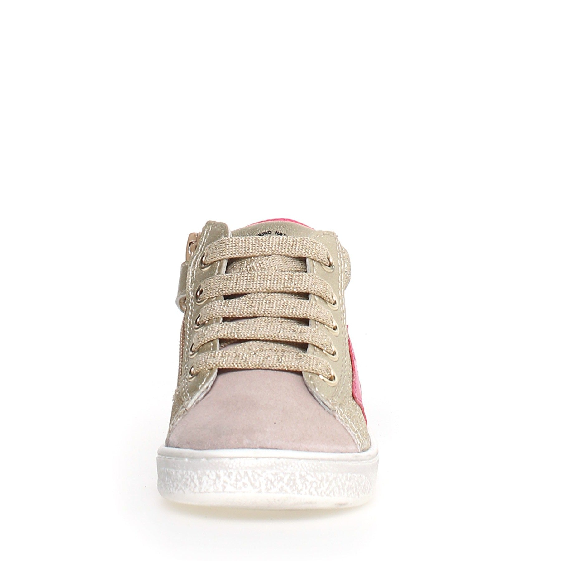 Naturino Girls' Pinn High Zip Metallic Sneakers - Beige/Platinum | Stylish Comfort for School, Play & Everyday Wear