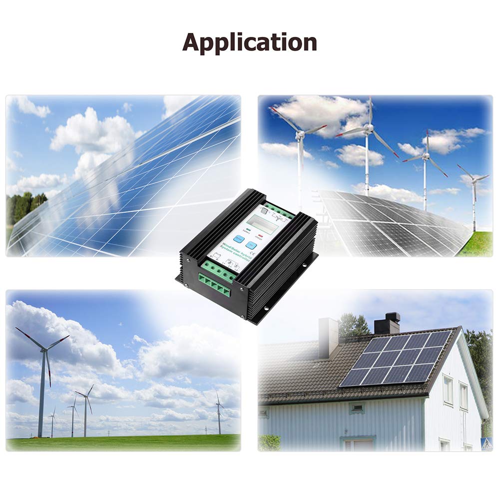 SolaMr 1000W 12V/24V Wind Solar Hybrid Charge Controller - 600W Wind & 400W Solar PWM Charging with LCD Display | Digital Intelligent Regulator for Off-Grid Power Systems, RV, Marine & Home Solar Panel Kits
