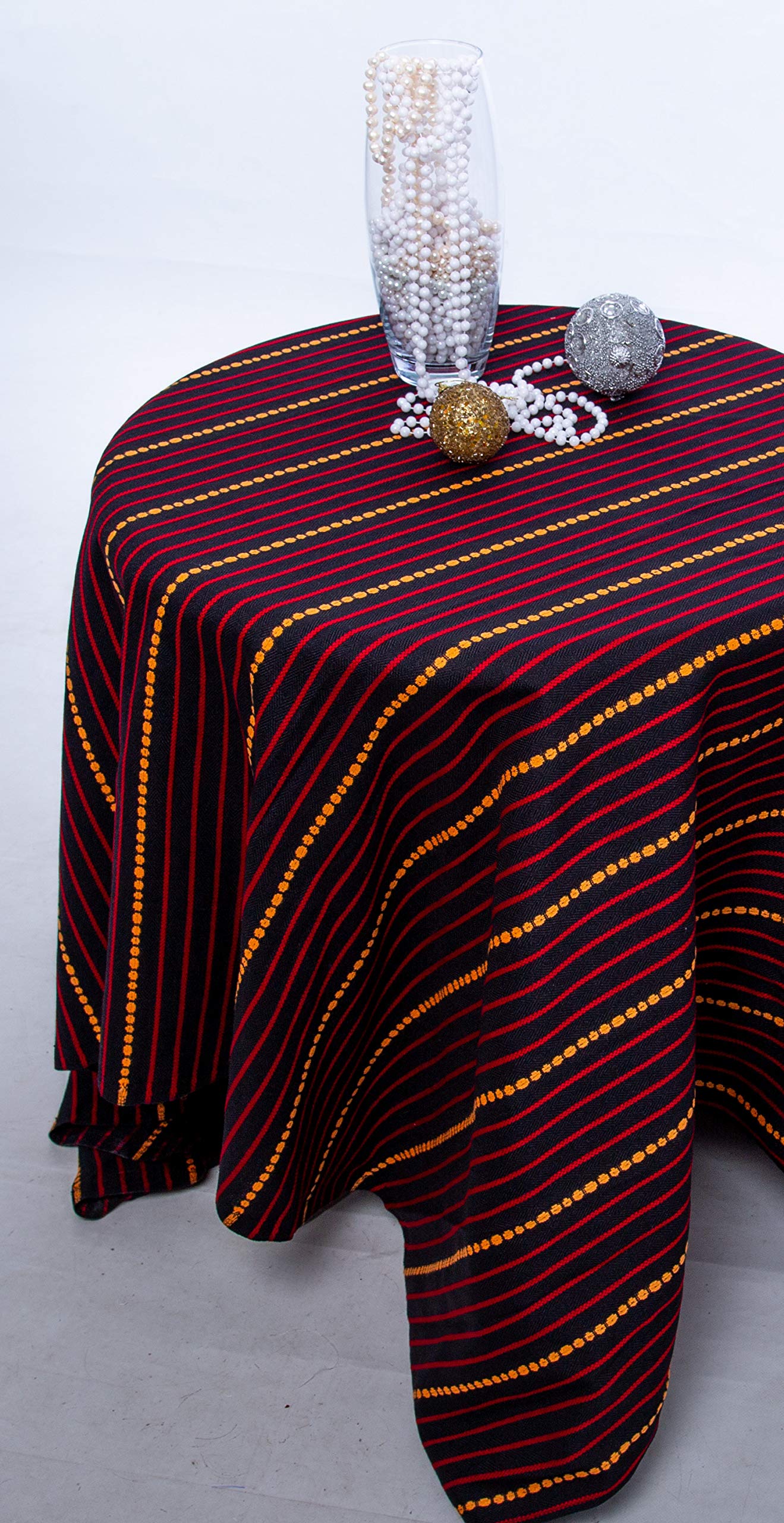 Ukrainian Ornament Wedding Tablecloth 60x120 Inches - Red Black Yellow Ethnic Rectangle Table Cover 150x300cm for Dining, Party & Special Events