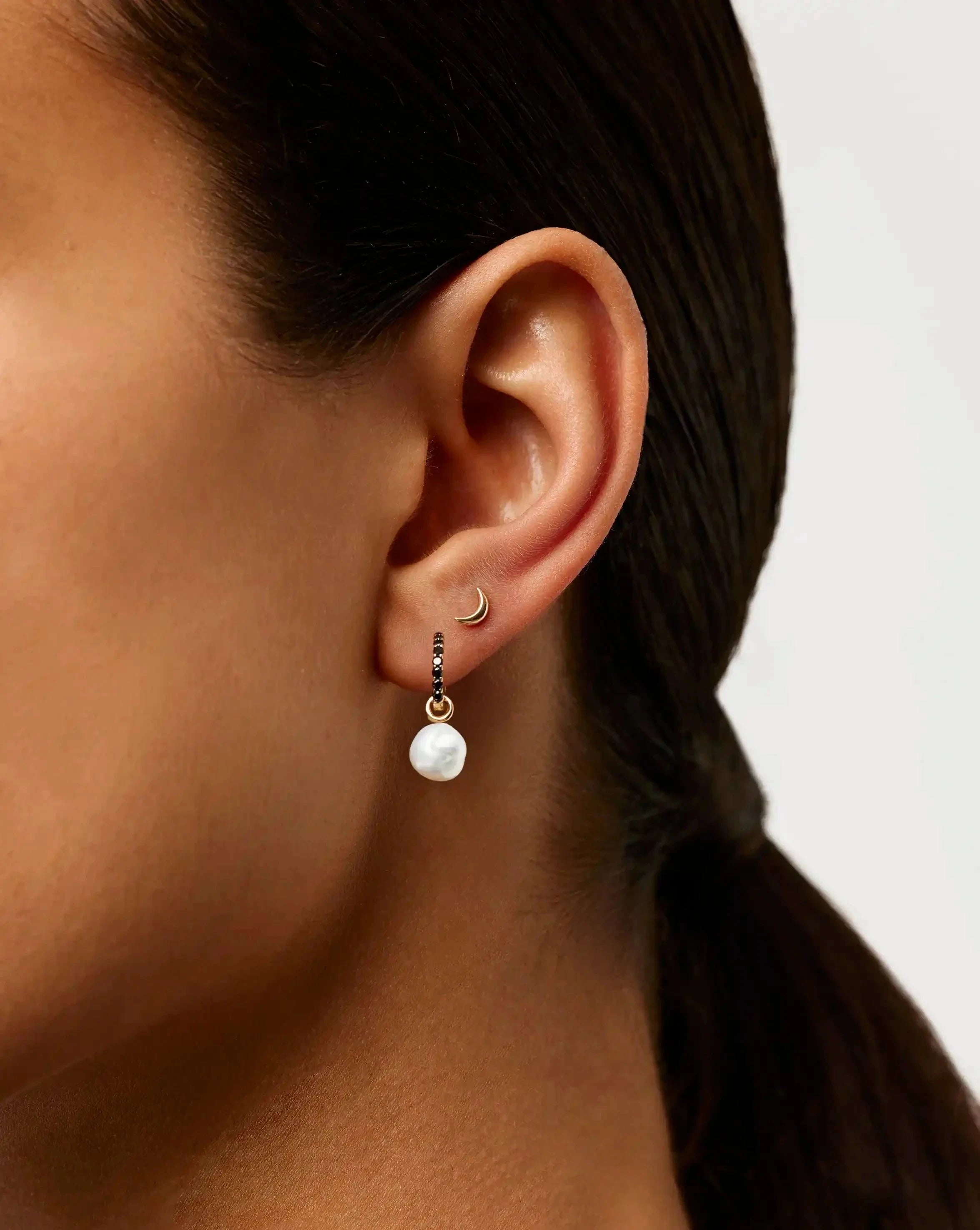 14k Yellow Gold Flat Back Stud Earrings for Women - Minimalist Fine Moon Design - Hypoallergenic & Comfortable for Daily Wear, Gift Giving & Special Occasions