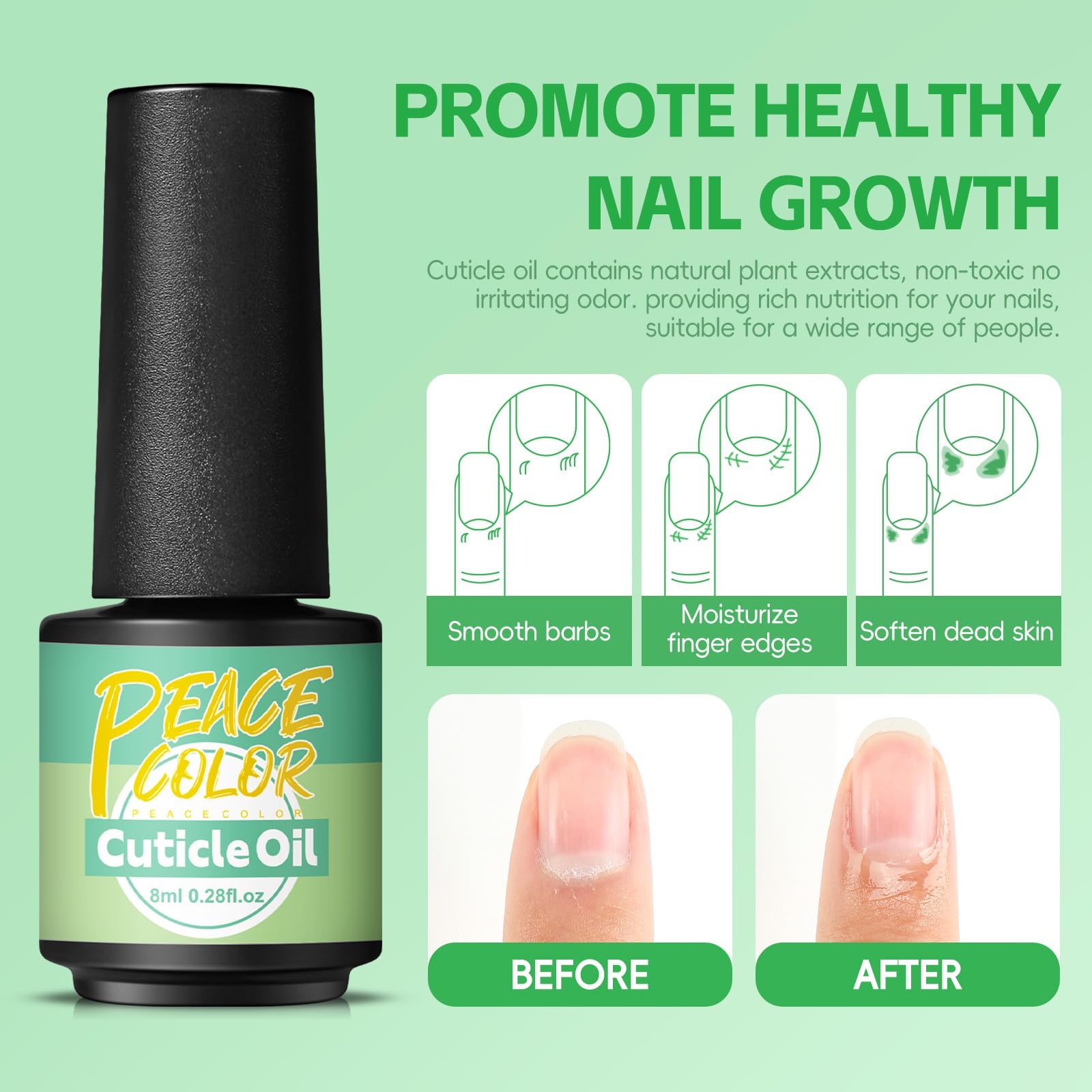PEACECOLOR Nail Cuticle Oil - 10ml Moisturizing & Repairing Treatment for Gel Nails | Hydrates, Nourishes & Strengthens Nails | Perfect for Manicures, Pedicures & At-Home Nail Care