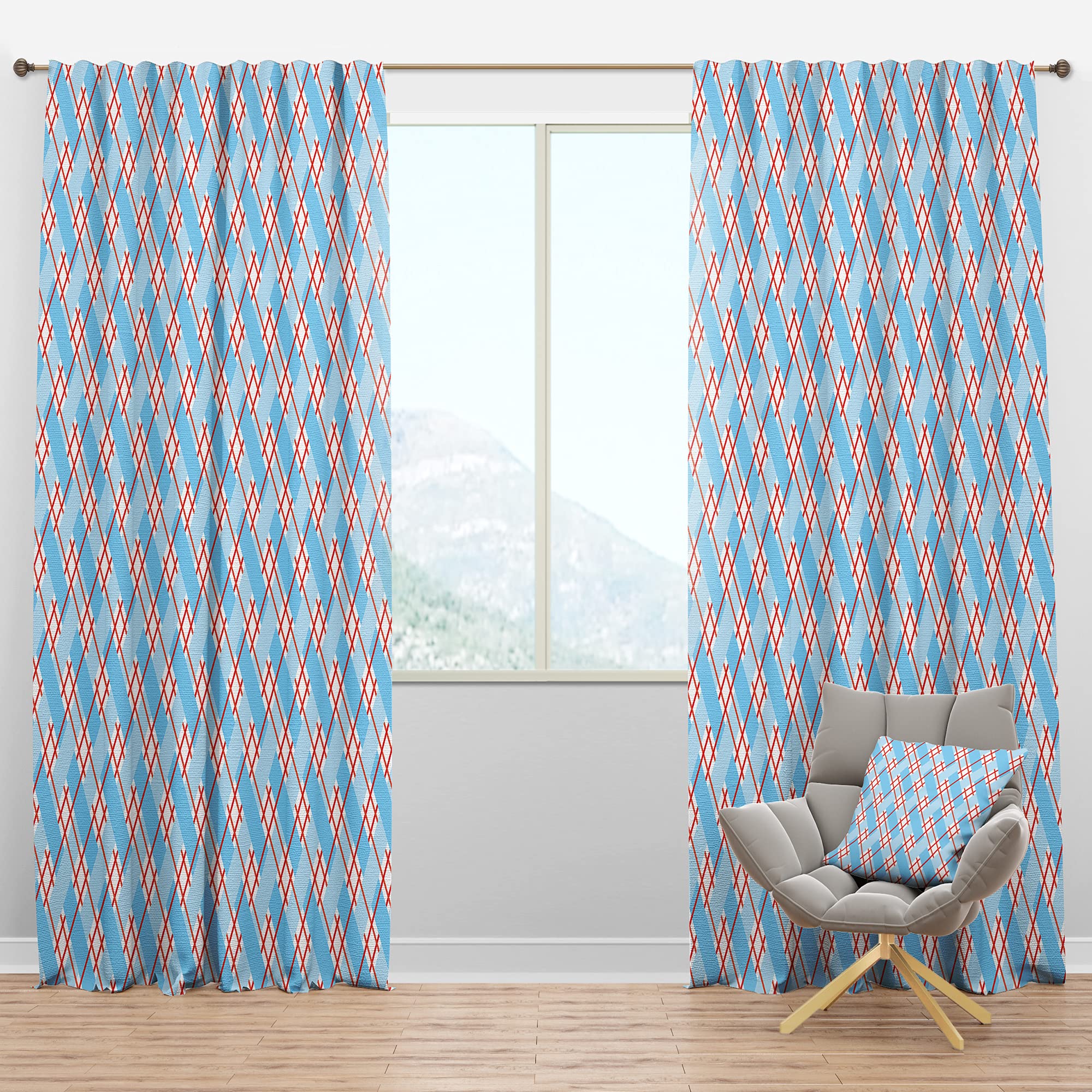 DesignQ Blackout Curtains - Thermal Insulated Blue & Red Plaid Window Drapes for Bedroom & Living Room - 52x95 Inch Single Panel - Blocks Light & Noise for Better Sleep & Privacy