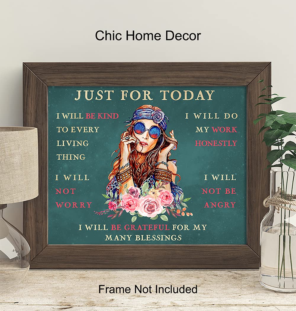 Boho Wall Art with Inspirational Quotes - Motivational Posters for Women - Positive Affirmations & Encouragement Gifts - Zen Decor for Bedroom, Office & Meditation Space - Hippie Home Decor & Reiki Picture