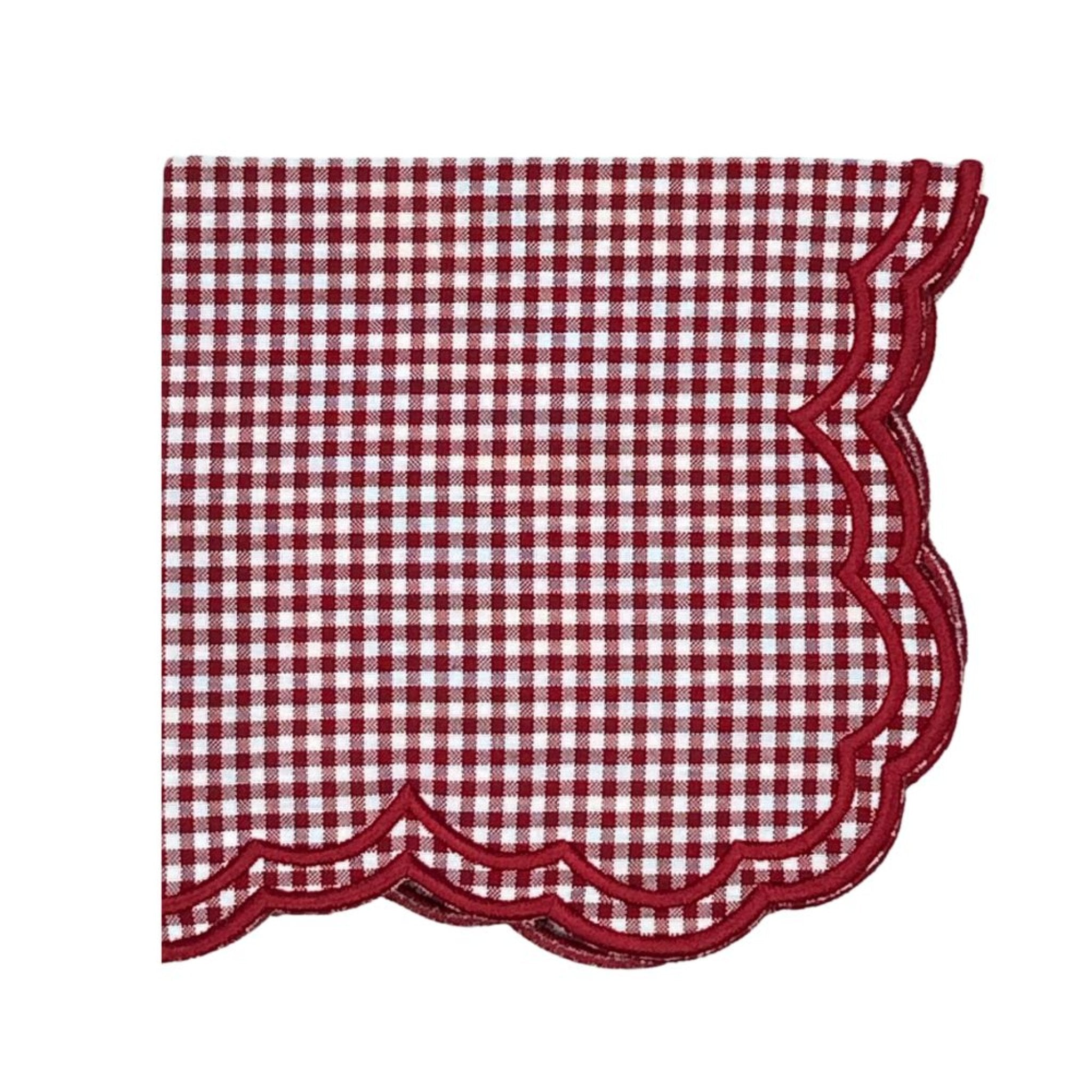 Bettina Red Gingham Napkins Set of 4 - Premium Cotton Kitchen Napkins for Dining, Parties, and Picnics