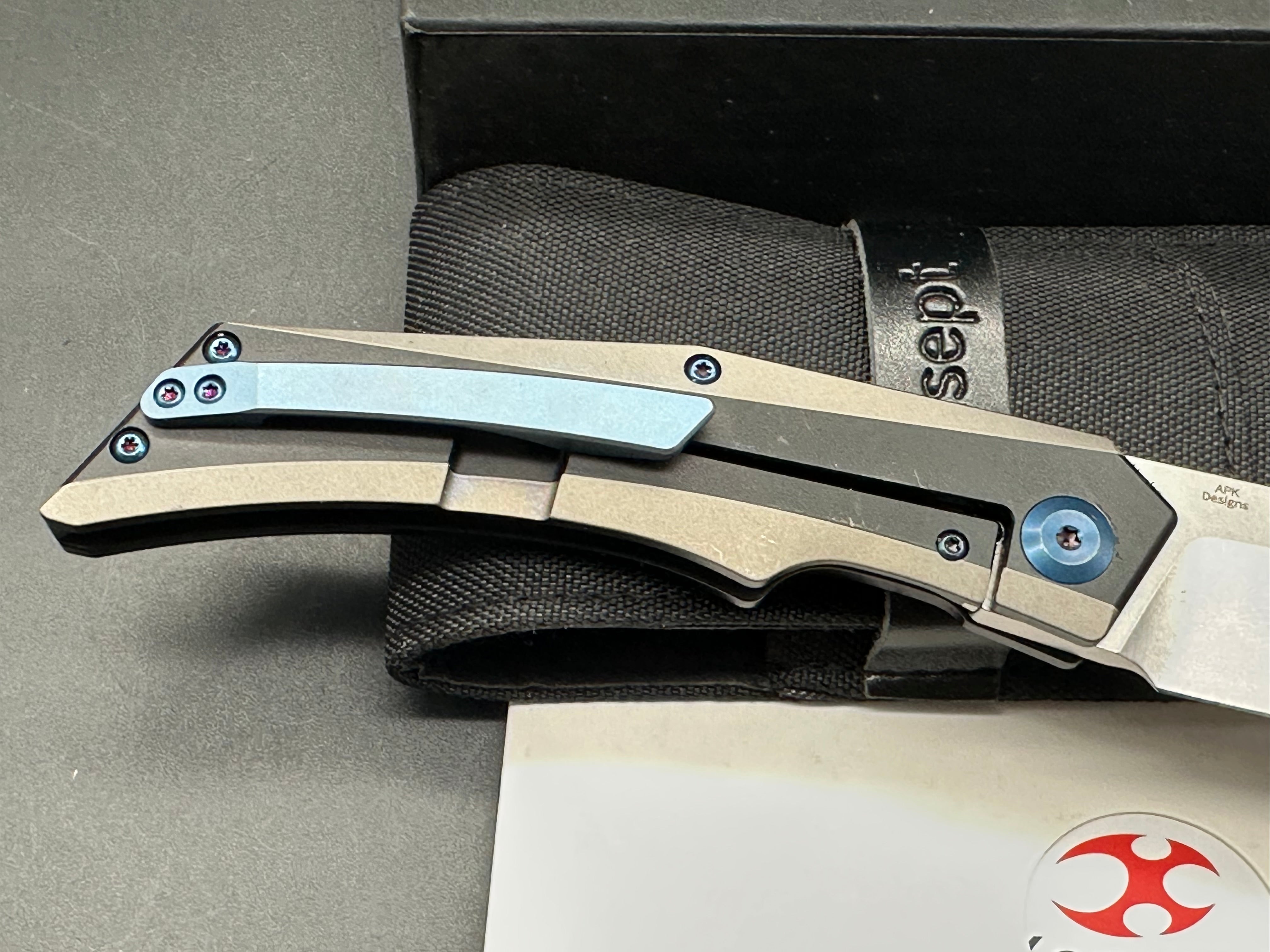Premium KANSEPT NASKA Folding Knife - Black/Gray Titanium Handle, S35VN Tanto Blade - EDC, Outdoor Survival, Camping & Tactical Use