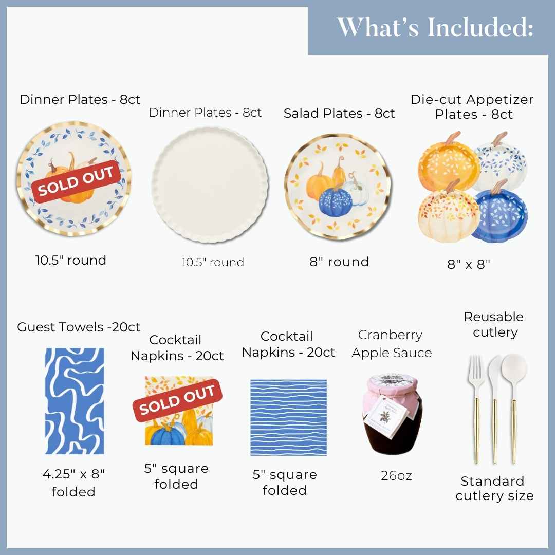 Premium Thanksgiving Table Decor Set - Harvest Blues Theme for Holiday Dining & Fall Home Decor | Perfect for Family Gatherings & Festive Celebrations