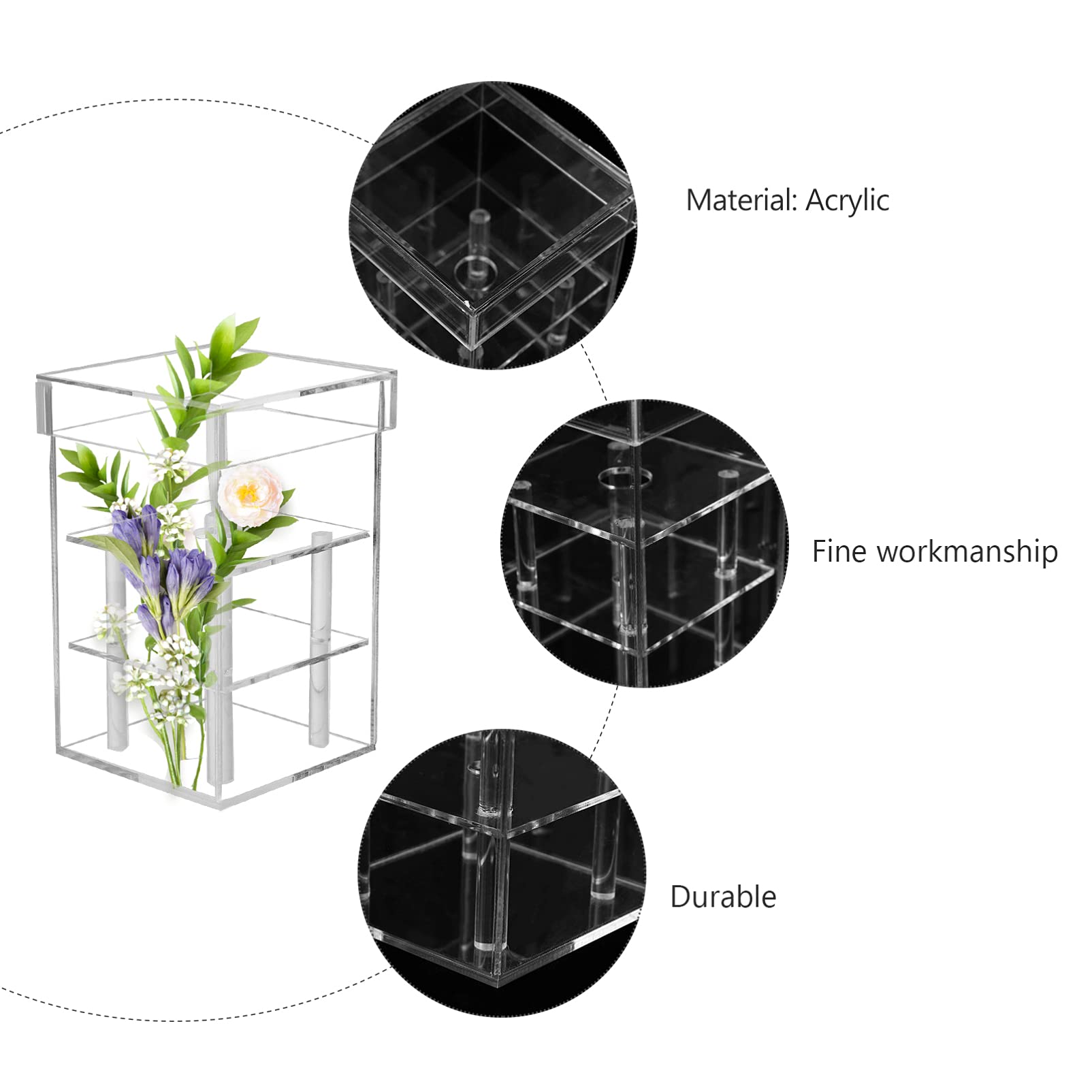Hemoton Acrylic Flower Box for Desktop Decor & Gifts