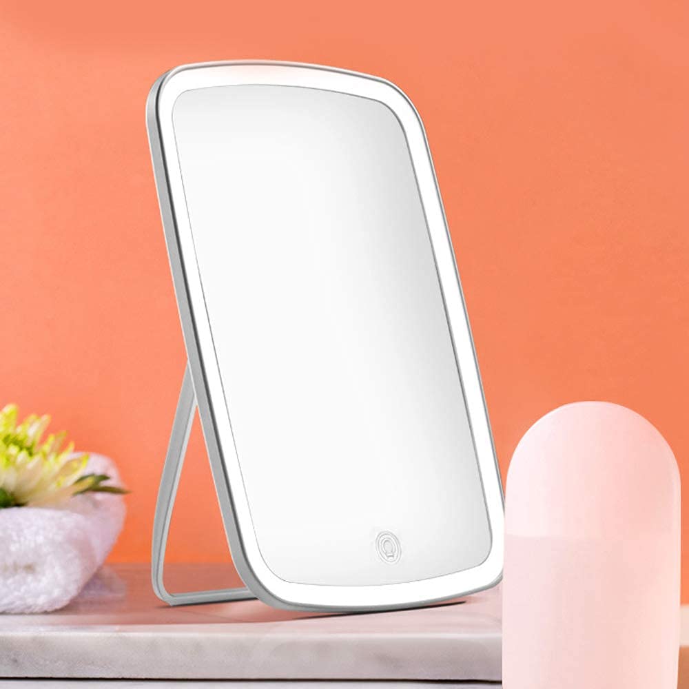 Ubersweet® LED Vanity Mirror with Light - Portable Folding Makeup Mirror for Women, Desktop Dressing Mirror with Adjustable Brightness for Home, Dorm & Travel | Perfect for Makeup, Skincare & Hair Styling