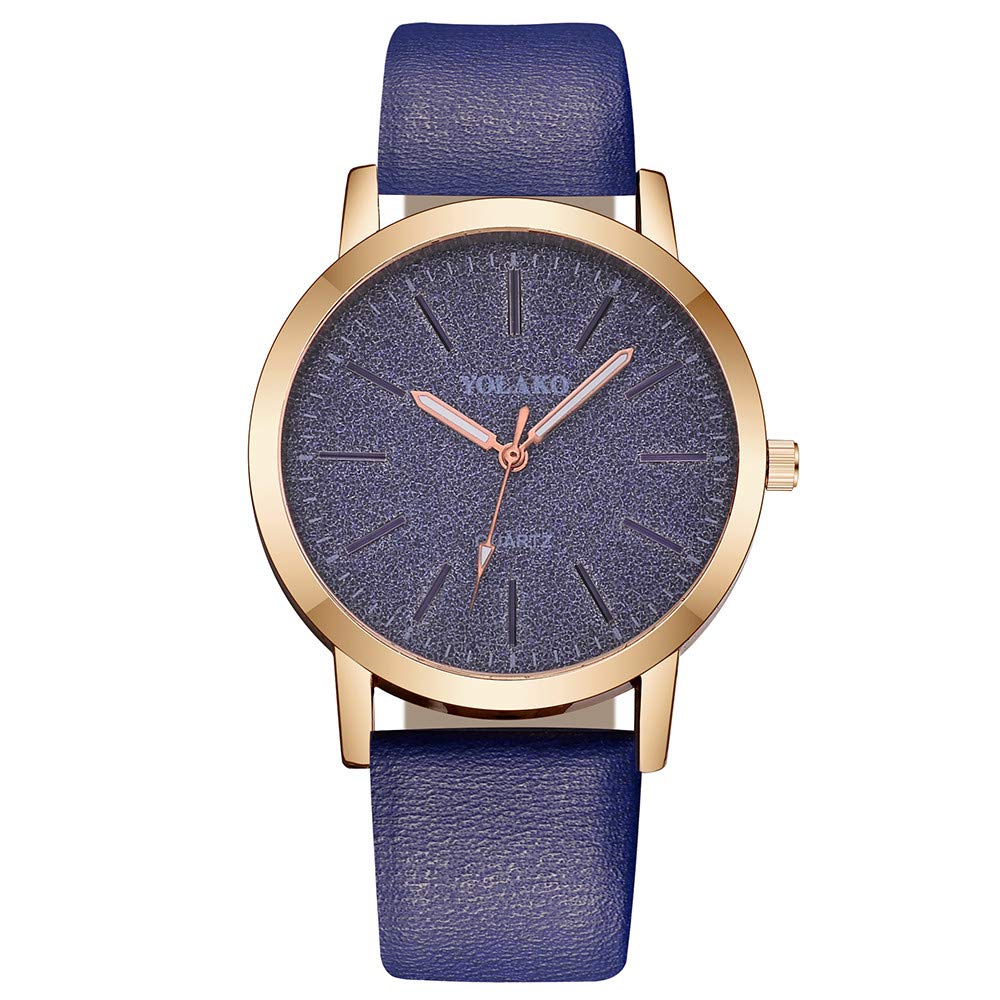 YOLAKO Women's Analog Leather & Nylon Band Quartz Watch - Casual Sky Blue Wristwatch for Everyday Wear, Office & Outdoor Activities