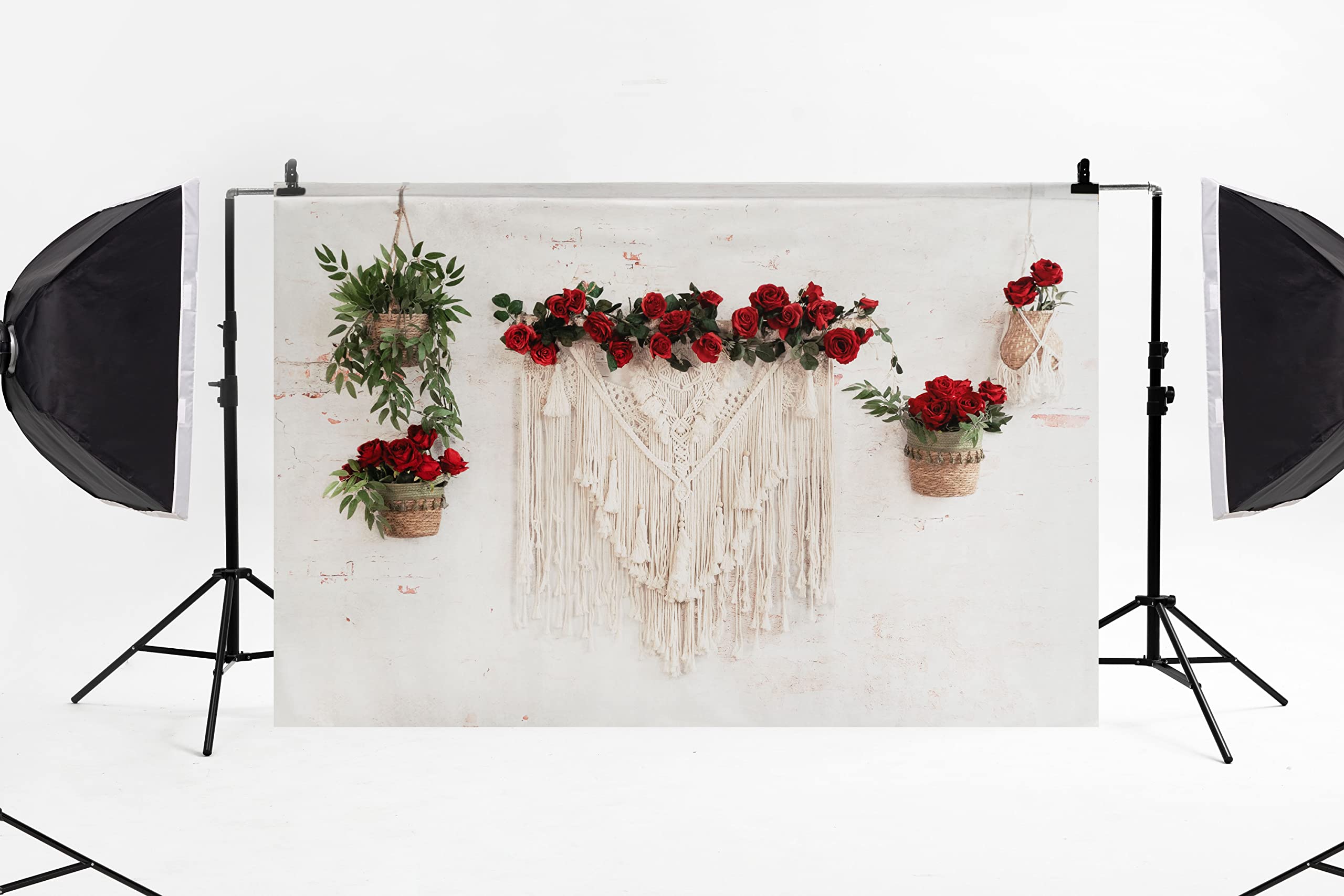 Bohemian Valentine's Backdrop 10x10ft - Rose Photo Background for Engagement & Parties