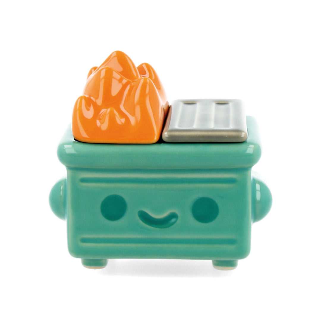 Dumpster Fire Trash Stash Ceramic Figure - Funny Desk Decor, Office Prank Gift, Unique Home Decoration for Gag Lovers