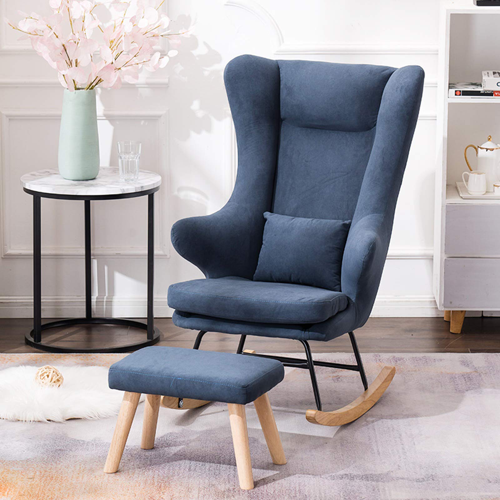 AFEO Rocking Recliner Chair - Comfortable Lounge Chair for Reading, Napping, Relaxing - Perfect for Living Room, Deck, Garden, Office & Coffee Breaks - Ergonomic Armchair with Backrest for Ultimate Comfort