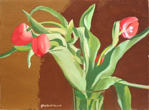 Gilbert Lewis: Untitled (Red Tulips) - Vintage Floral Art Print for Home & Office Decor - Perfect for Living Room, Bedroom, or Gallery Wall Display