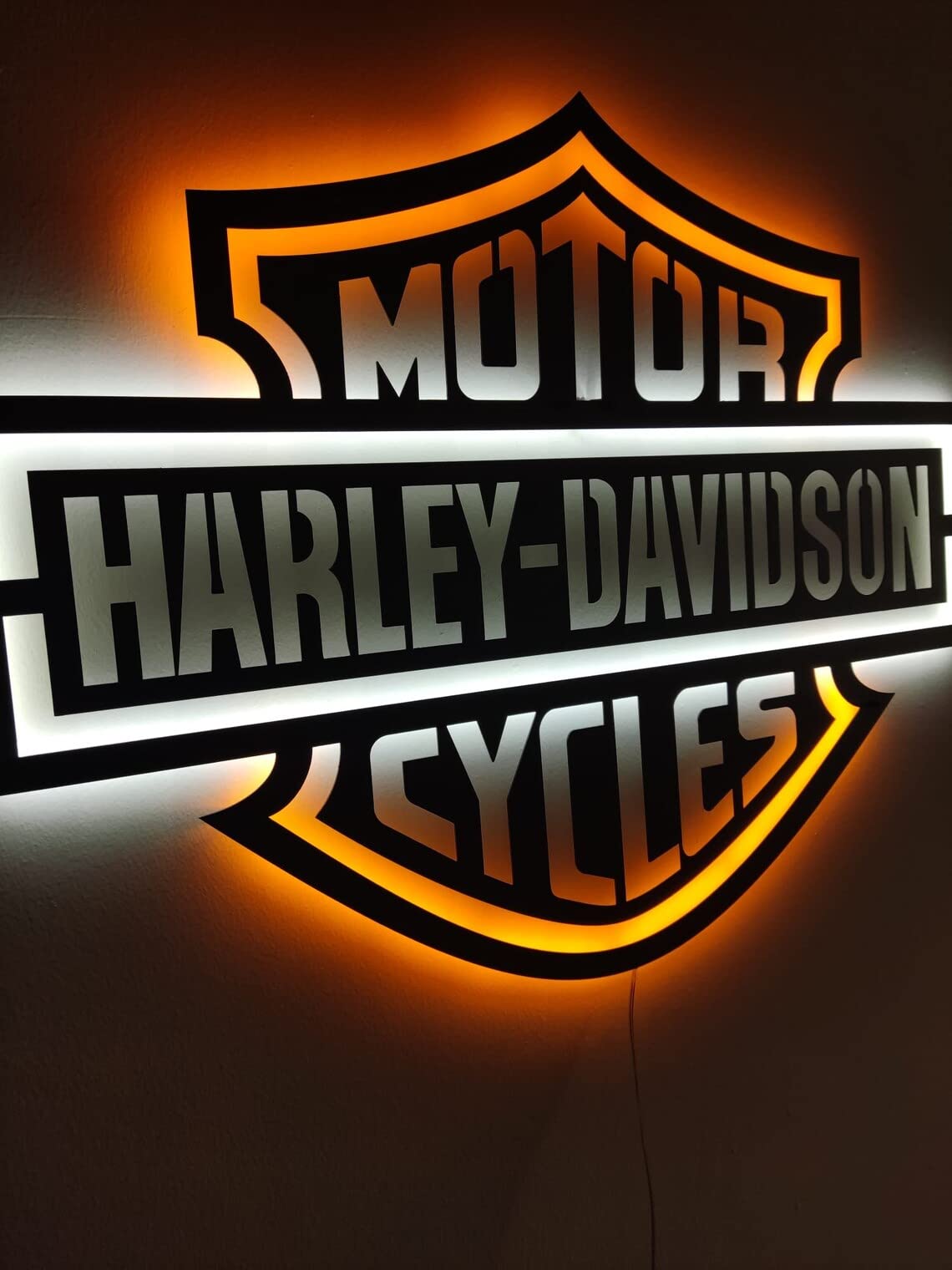 Harley Davidson LED Patch - 39 x 30 Inch Amber Metal Emblem | 100% Durable Motorcycle Accessory | Perfect for Biker Jackets, Vests & Helmets | Great Gift for Harley Enthusiasts