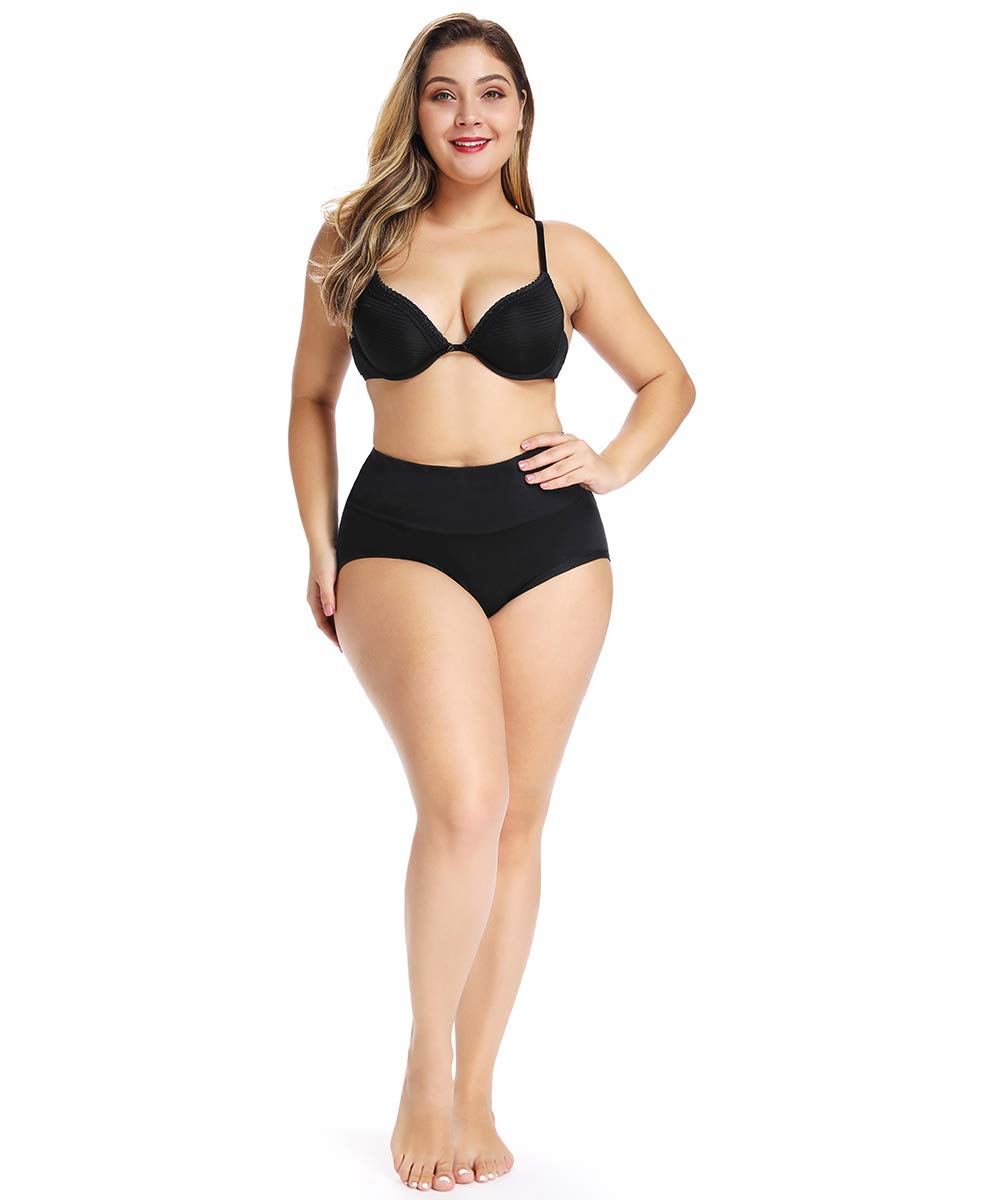 Bycc Bynn Women's Stretch Cotton Underwear - Plus Size High Waisted Tummy Control Panties Briefs (6 Pack) - Comfortable Everyday Wear for Work, Yoga & Sleep